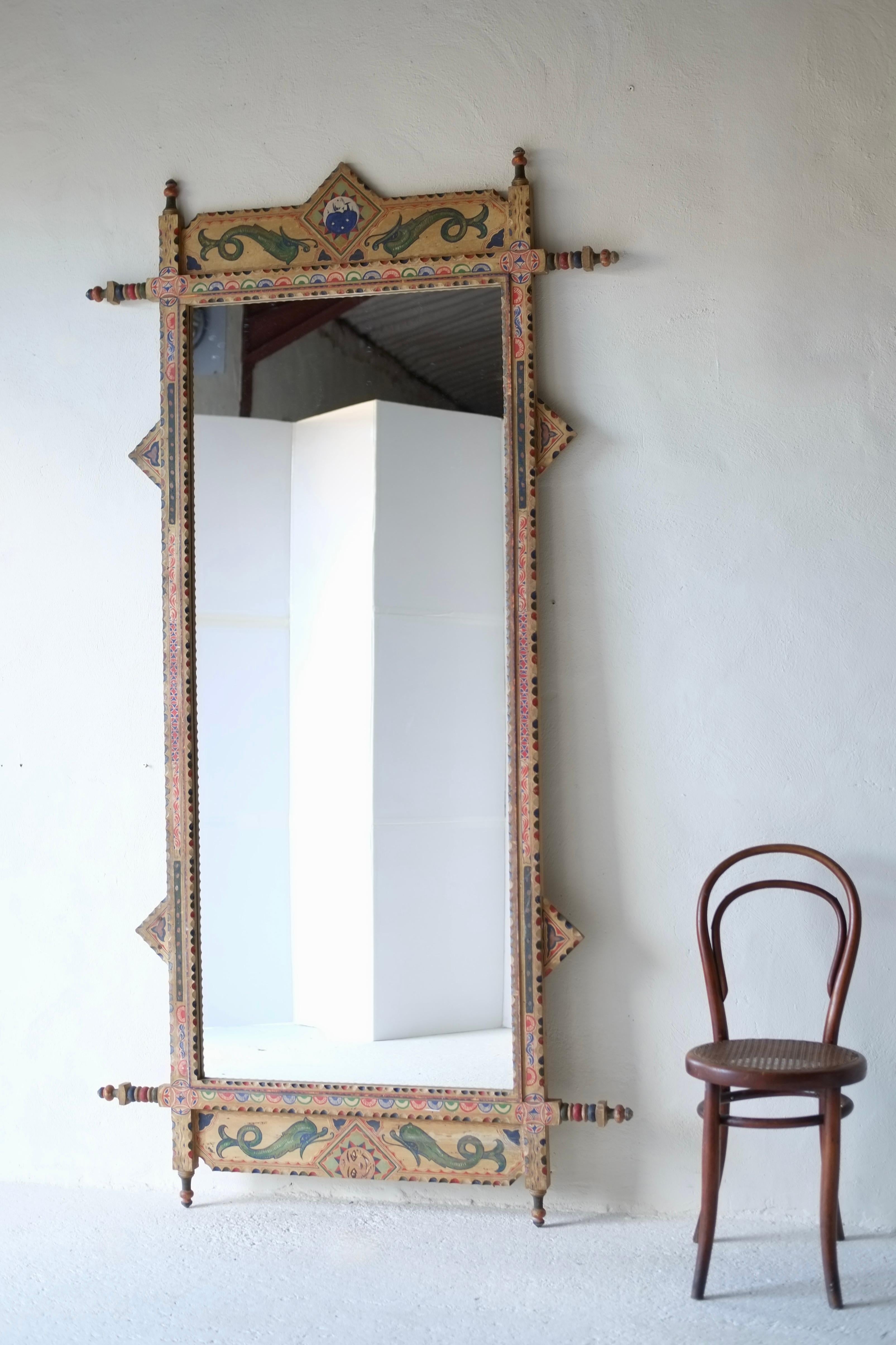 Riesiger sizilianischer Volkskunst-Spiegel, CIRCA 1900 (Glas) im Angebot