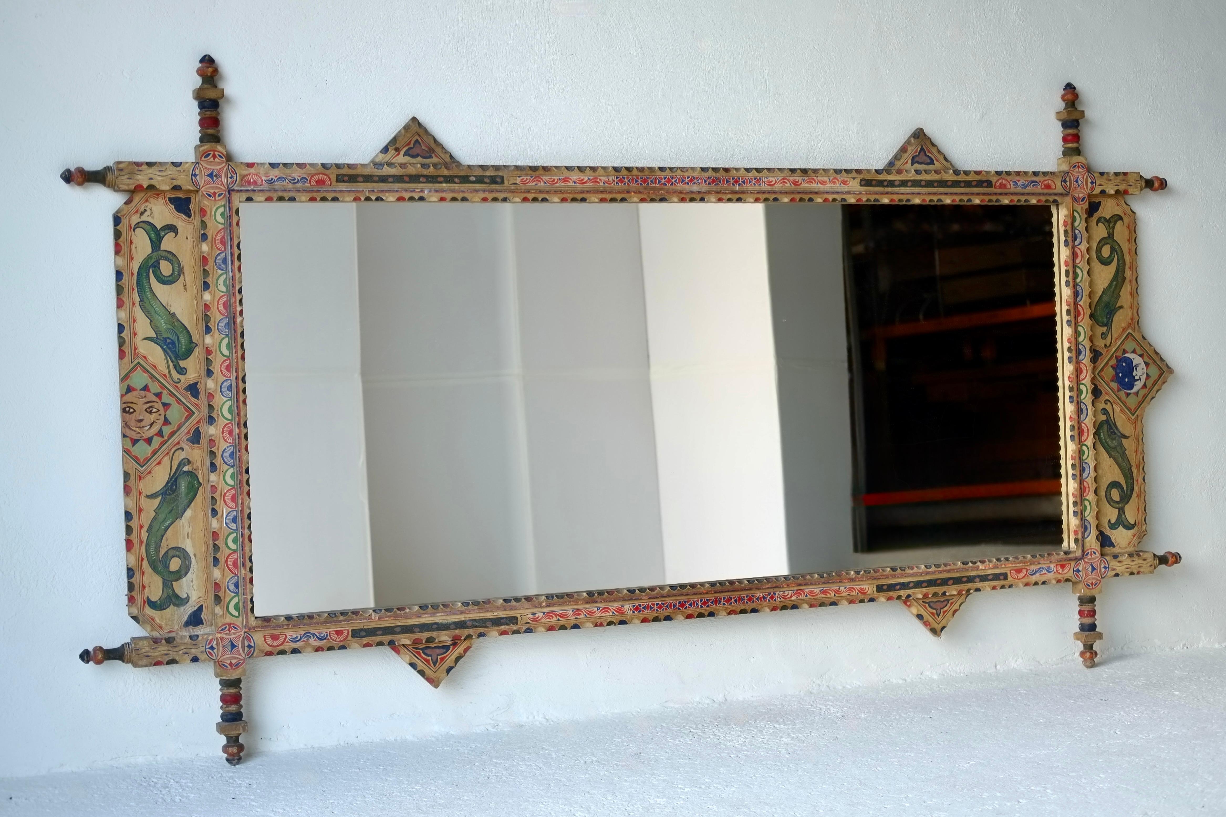 Riesiger sizilianischer Volkskunst-Spiegel, CIRCA 1900 im Angebot 1