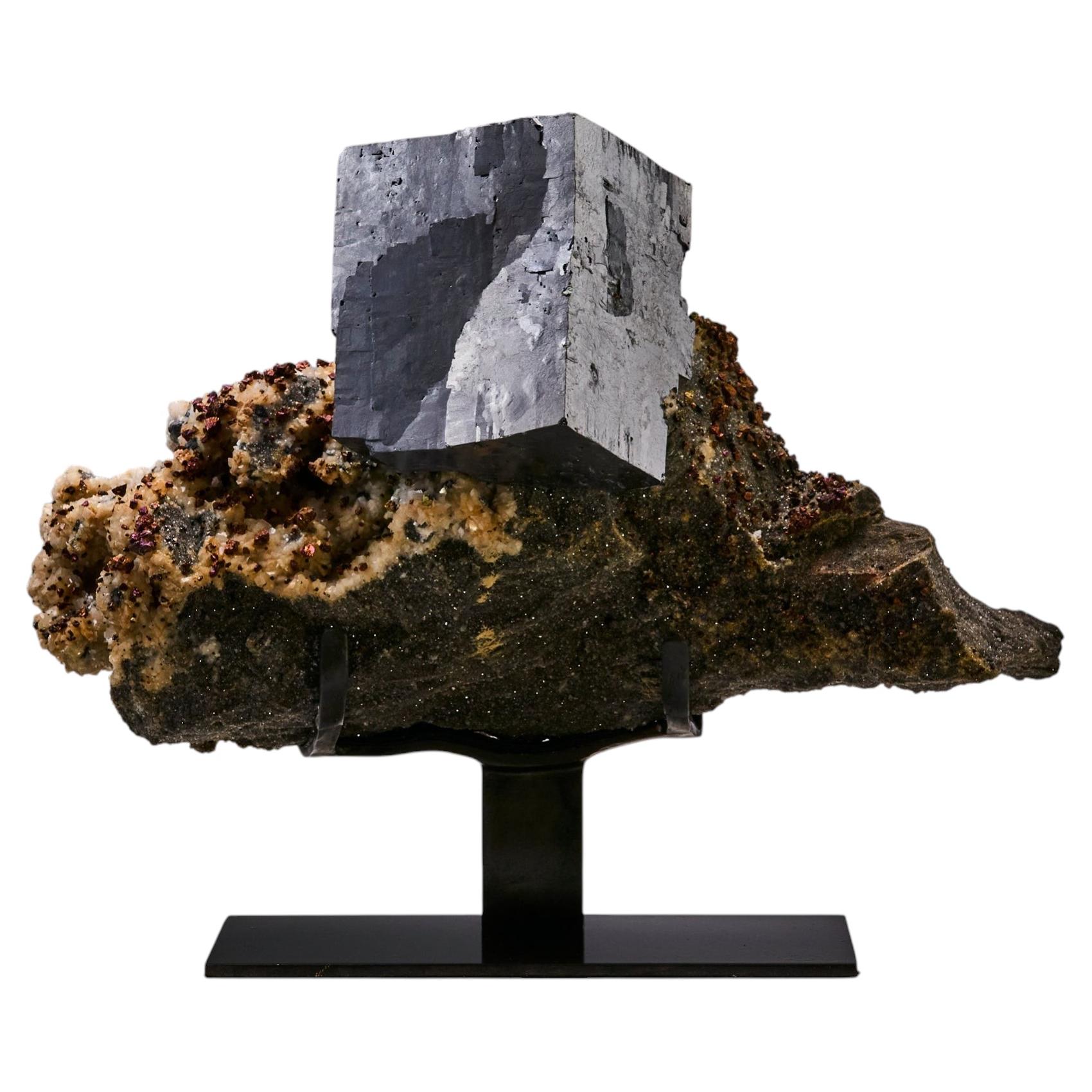Giant Silver Galena with Chalcopyrite Decorative Object