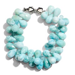 Giant Sky Blue Larimar and Brazil Aquamarine drop Bracelet