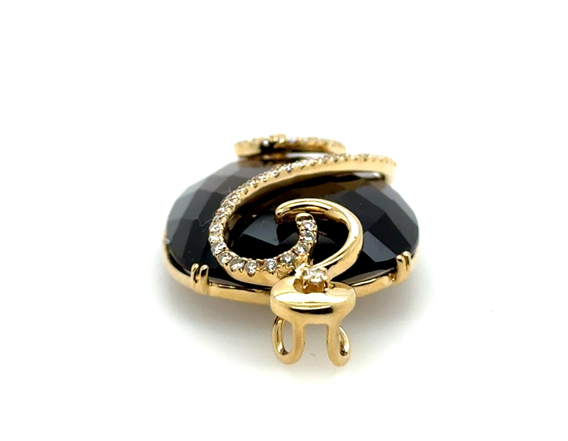Femenino o masculino COLGANTE DE DIAMANTES CUARZO HUMOSO 14K ORO AMARILLO .44ct ZEGHANI MINADO en venta