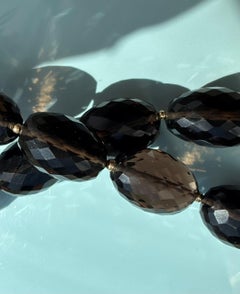 Giant Smokey Quartz Yellow Gold Nugget Necklace