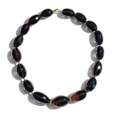 Giant Smokey Quartz Yellow Gold Nugget Necklace