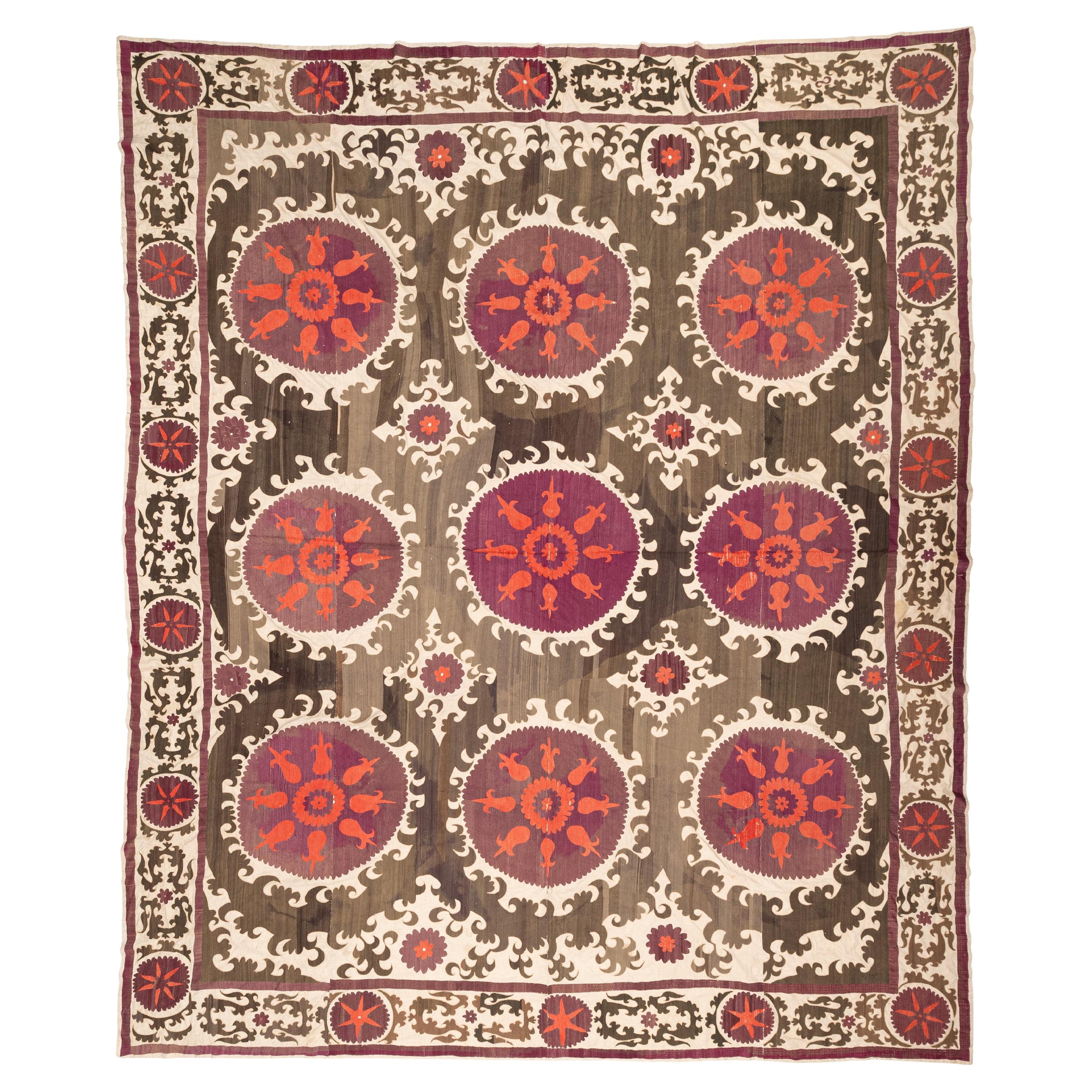 Giant Suzani aus Samarkand, Usbekistan, 1930er Jahre im Angebot