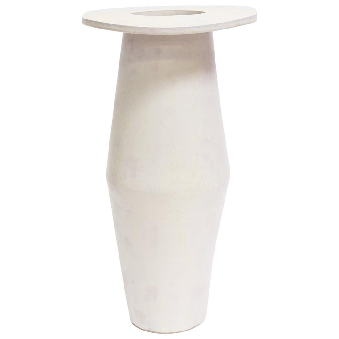 Giant Tall Saucer Contemporary Ceramic Vase in Cream