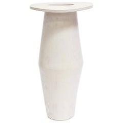 Giant Tall Saucer Contemporary Ceramic Vase in Cream