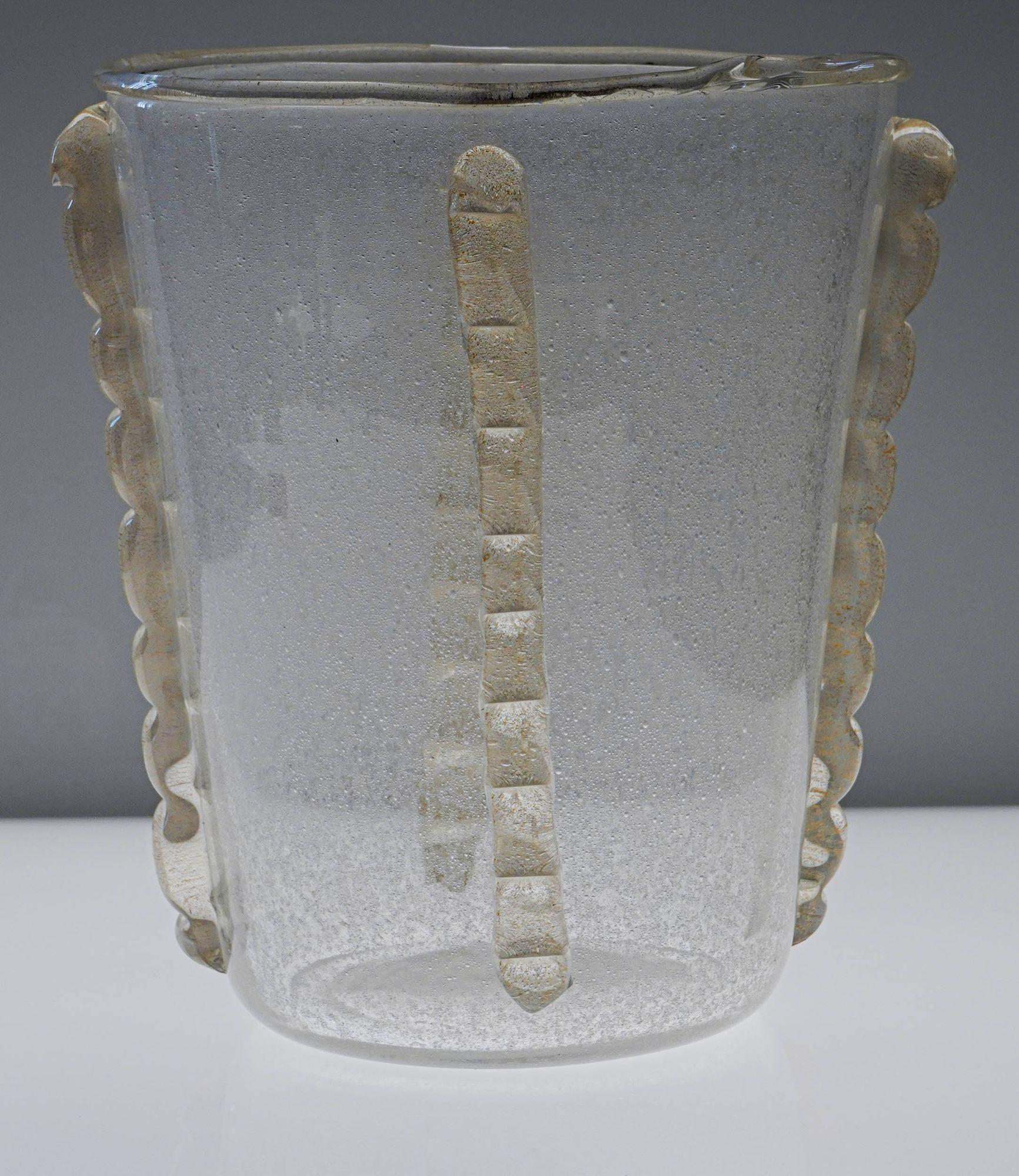 Mid-Century Modern Vase ou seau à glace géant en verre de Murano, style Barovier & Toso en vente