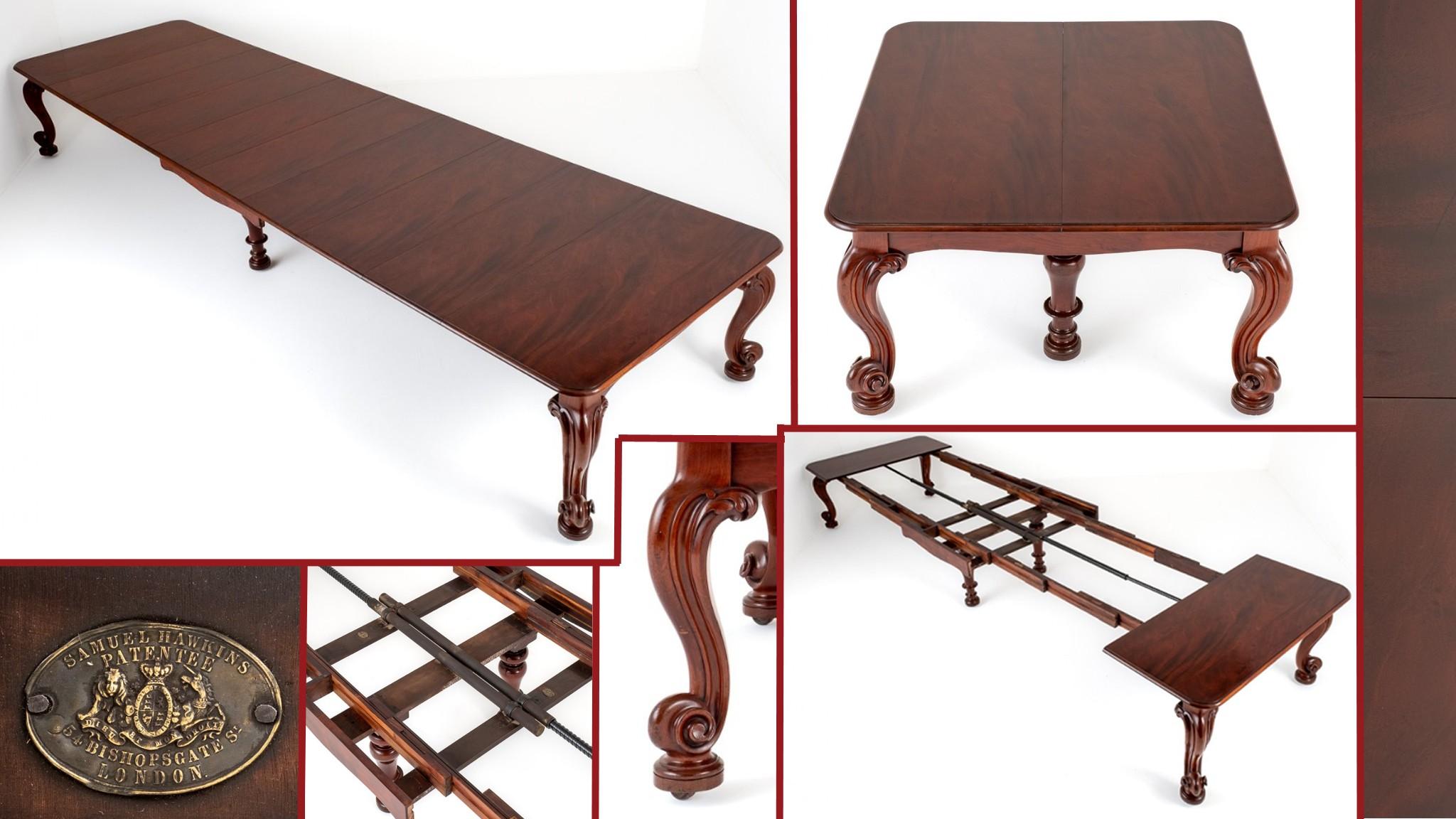 Giant Victorian Dining Table Seats 24 by Samuel Hawkins 1860 For Sale 7