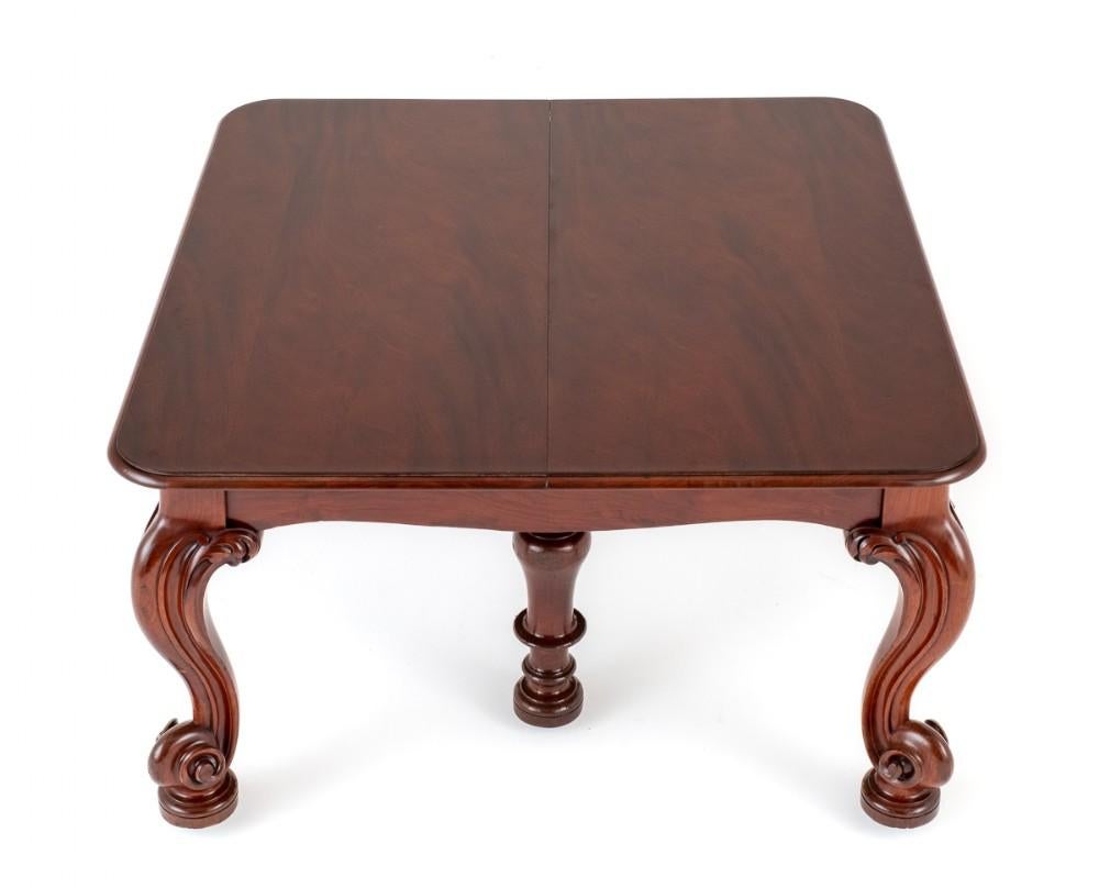 Prächtiger viktorianischer Mahagoni-Ausziehtisch mit 24 Plätzen von Samuel Hawkins
CIRCA 1860
Dieser Tisch steht auf eindrucksvoll geschnitzten Cabriole Beinen mit gedrechselten Füßen und Messingrollen.
Der Tisch wird durch einen Teleskopauszug mit