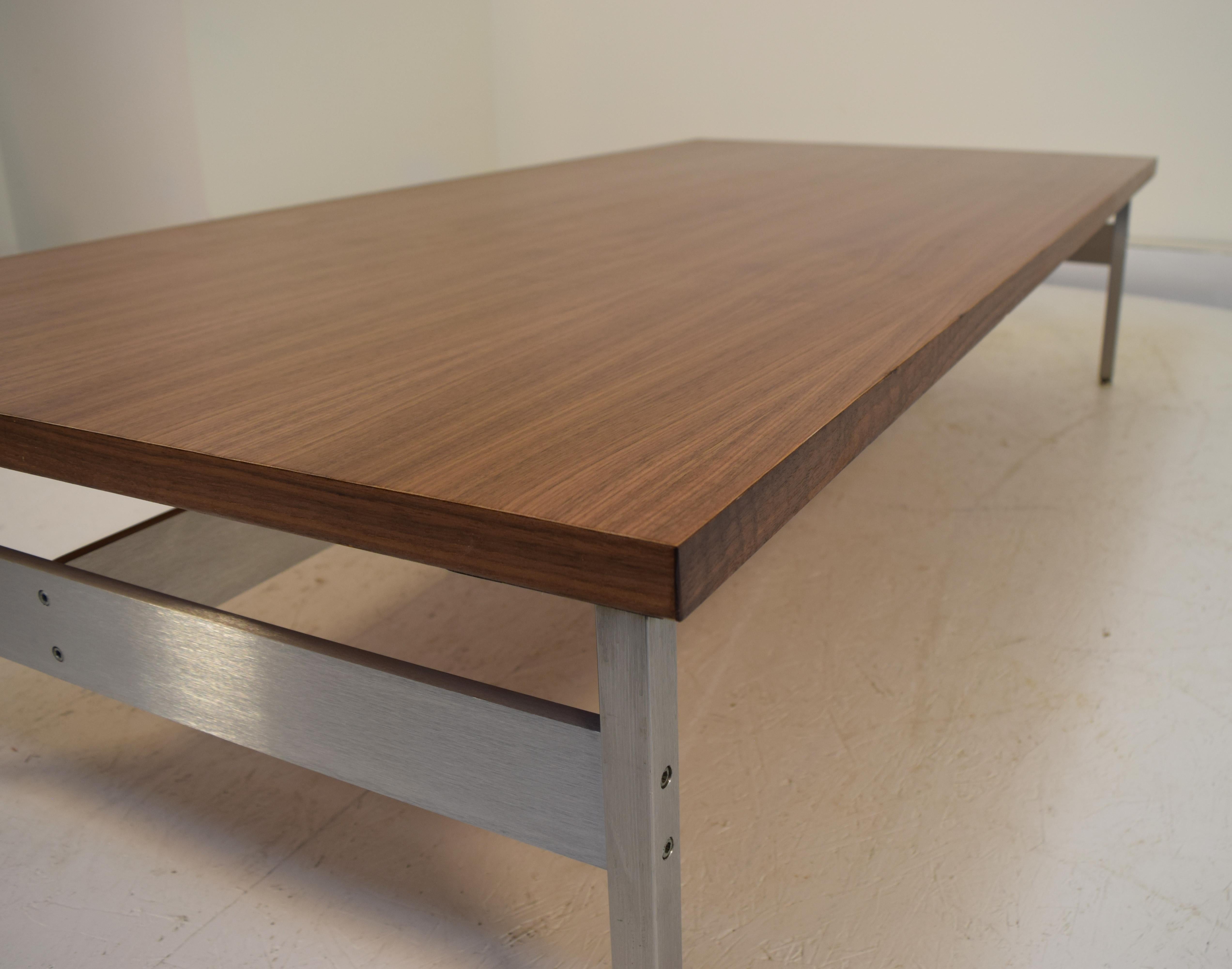 Giant Walnut Coffee Table with Brushed Aluminum and Steel by Lehigh Leopold 5