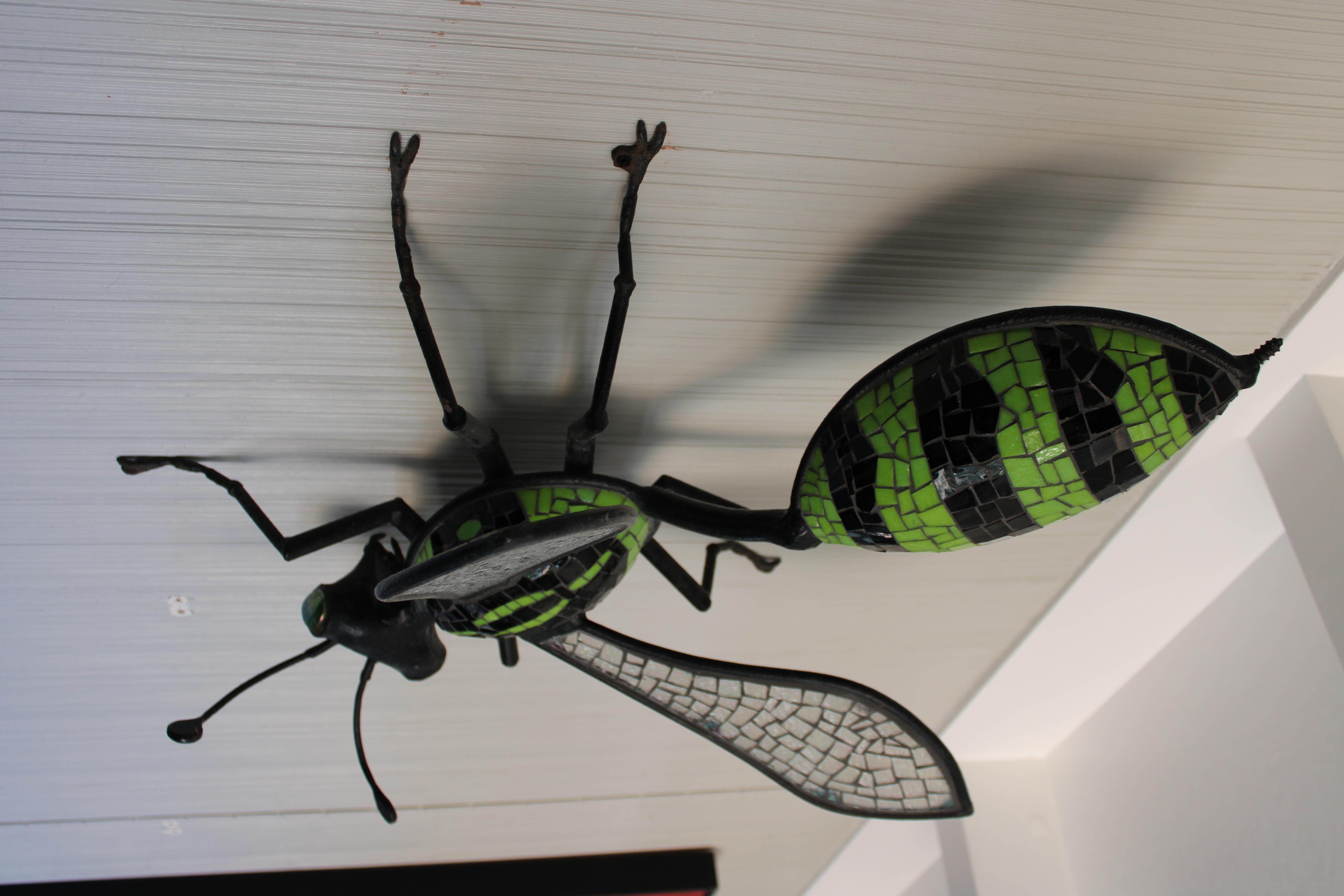 Giant Wasp Wrought Iron & Mosaic Wall Sculpture For Sale 3
