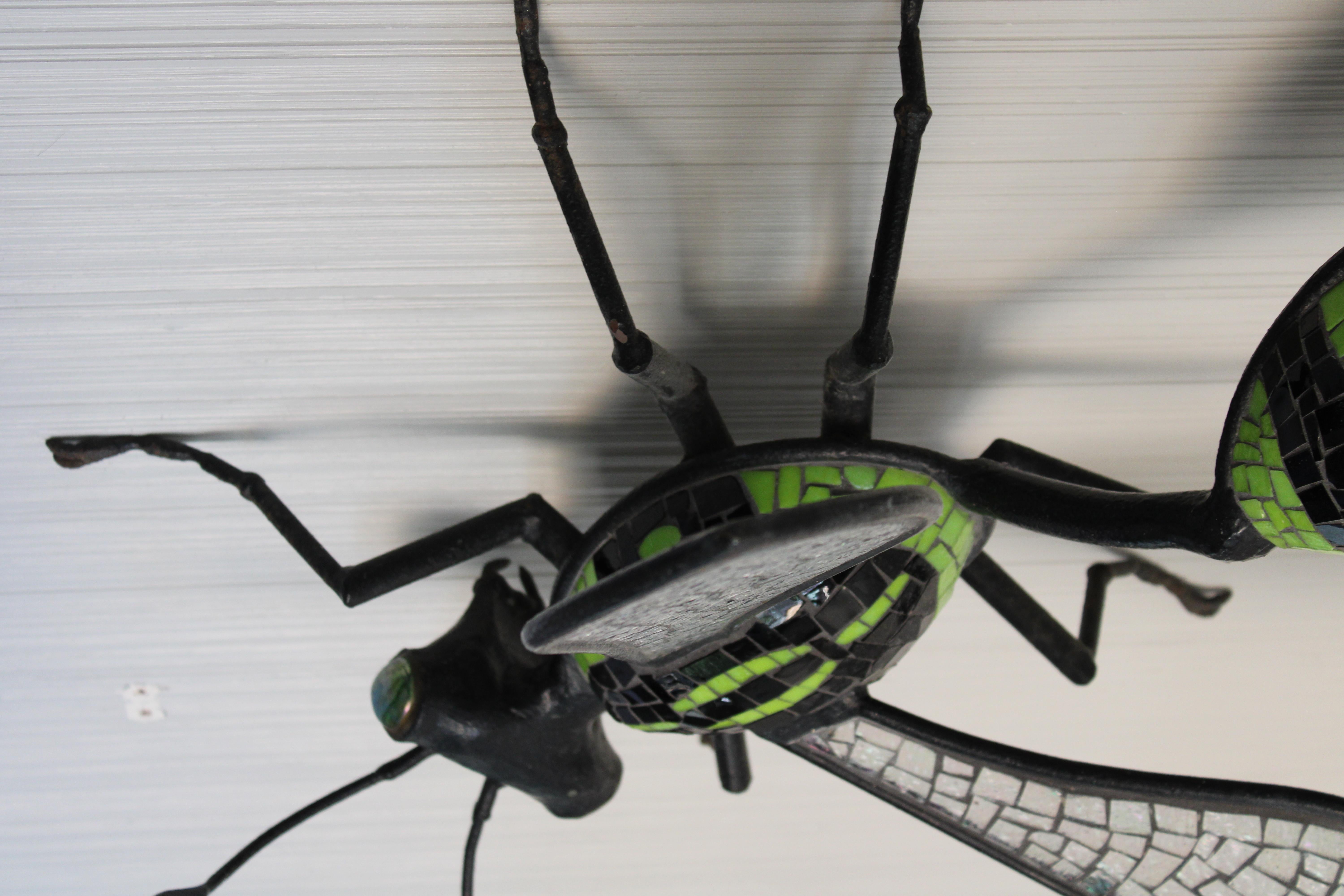 American Giant Wasp Wrought Iron & Mosaic Wall Sculpture For Sale