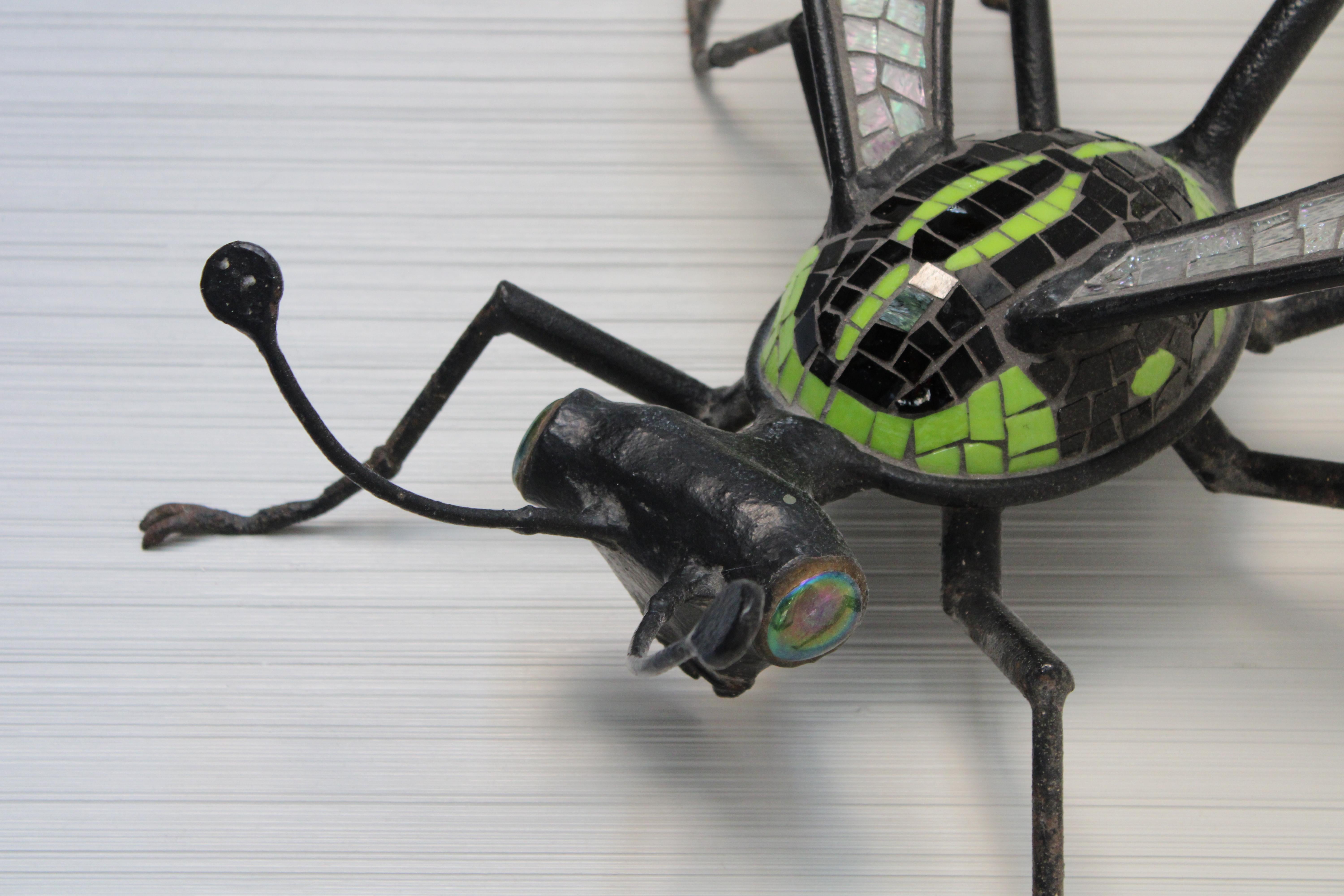 Steel Giant Wasp Wrought Iron & Mosaic Wall Sculpture For Sale
