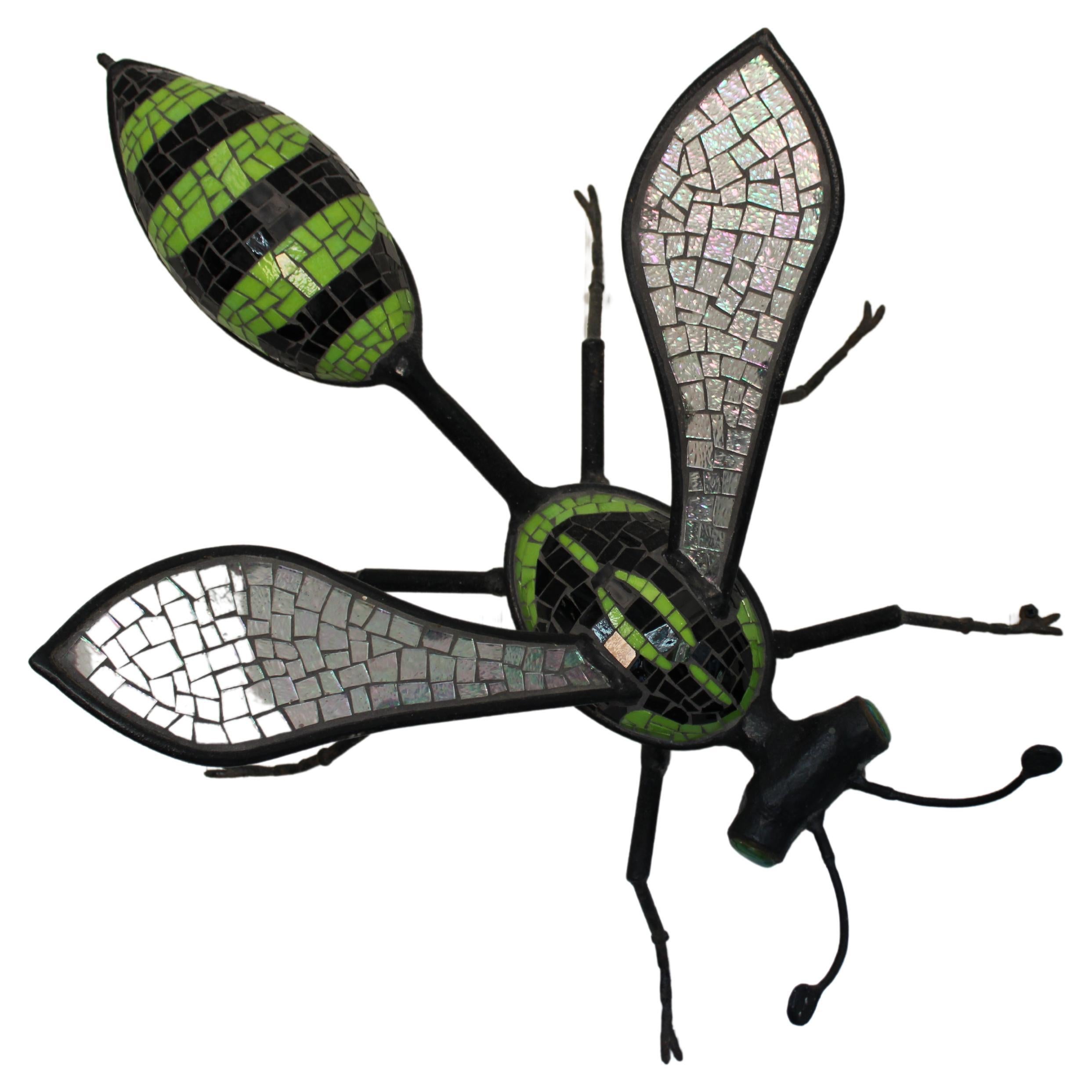 Giant Wasp Wrought Iron & Mosaic Wall Sculpture For Sale