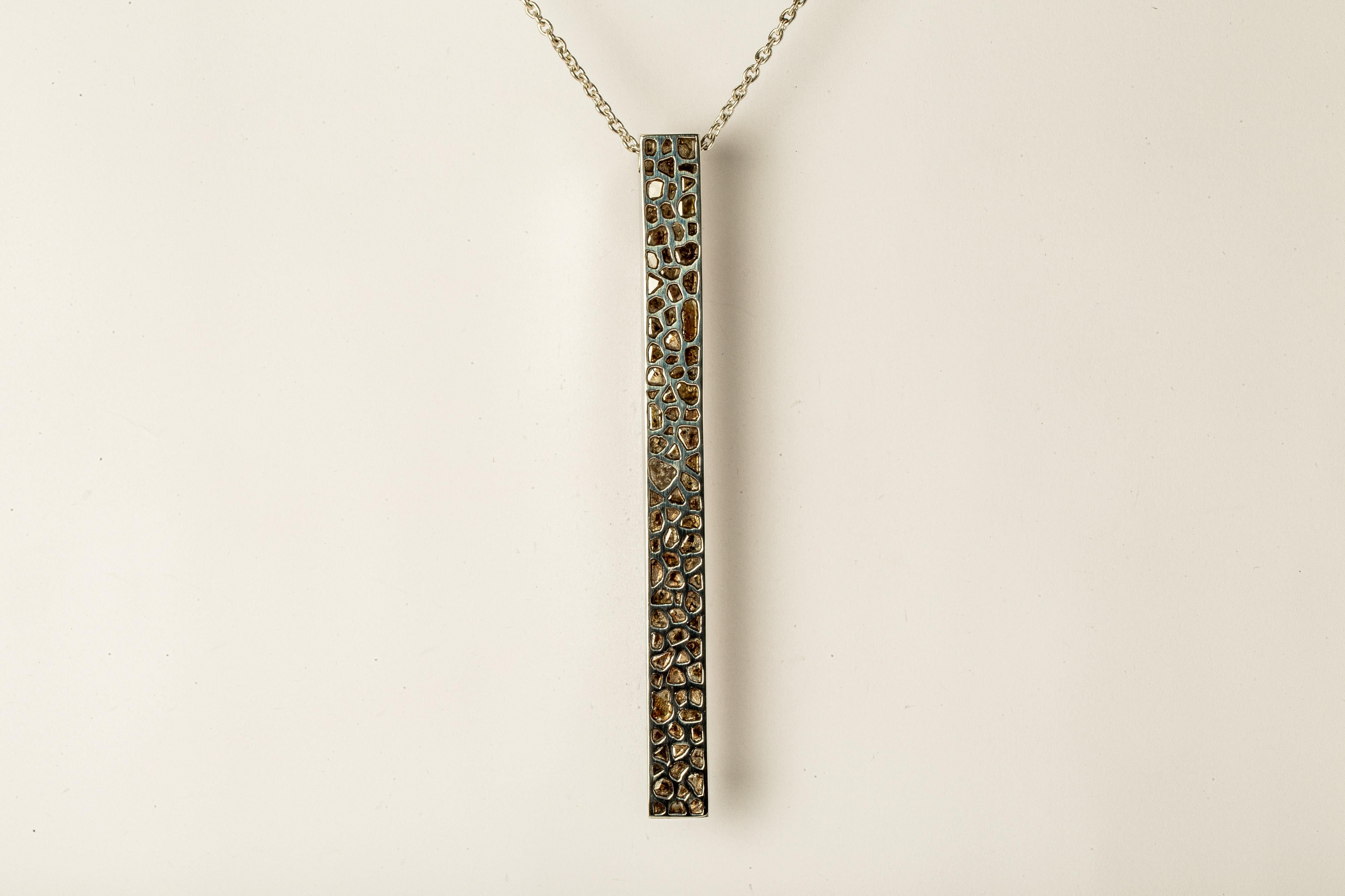 Rough Cut Giant Wedge Necklace (Half Width, v2, Mega Pavé, PA+DIA) For Sale