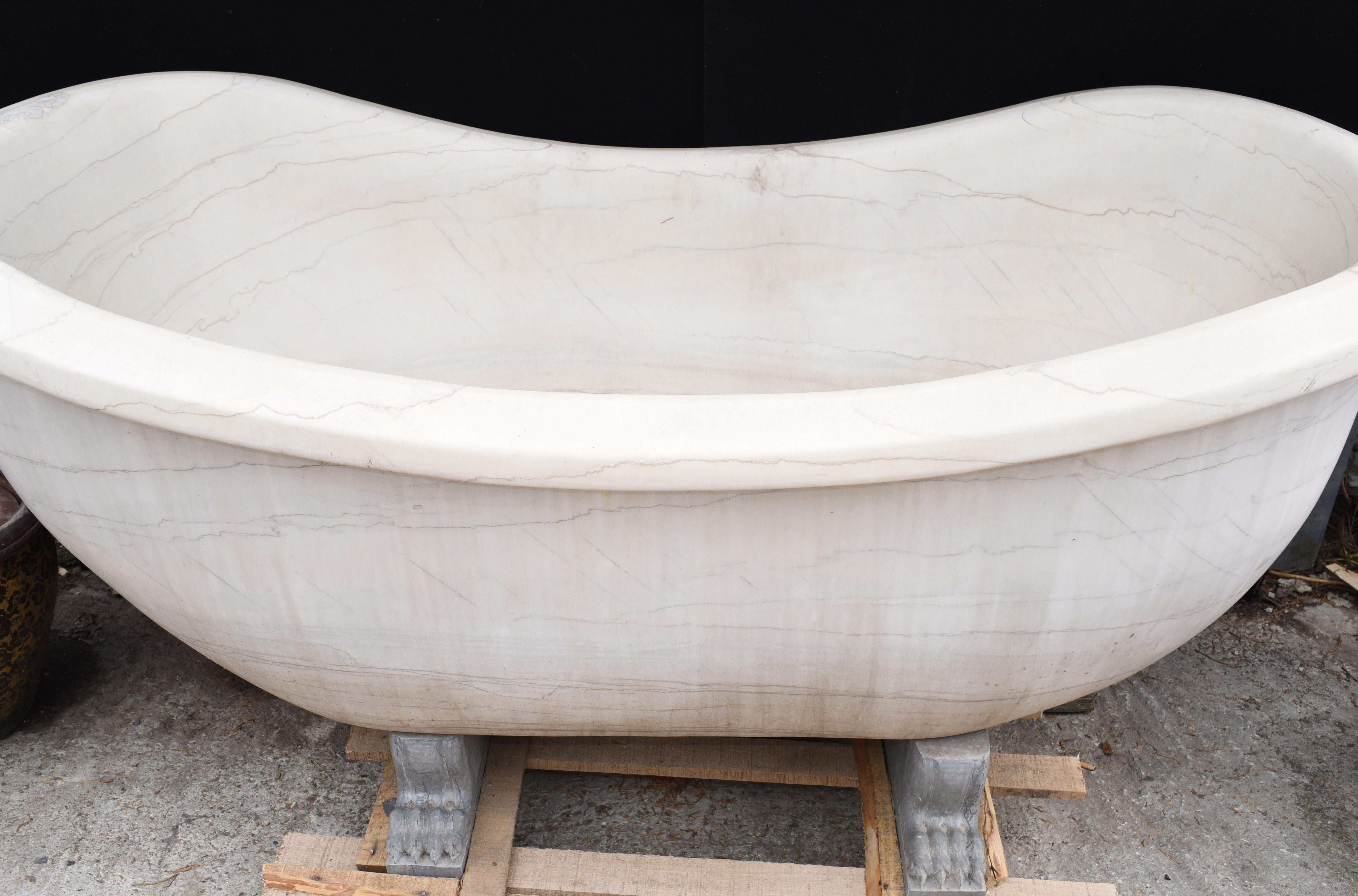 Classical Roman Giant White Italian Carrara Marble Roman Bath Tub