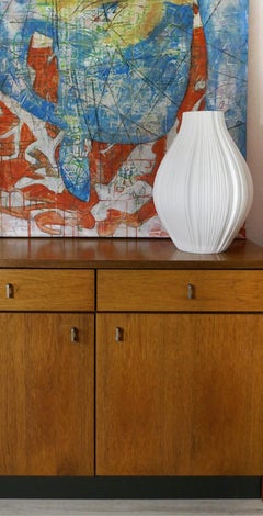 Giant White Porcelain Plissée Vase by Martin Freyer for Rosenthal, Germany