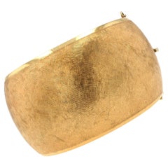 Giant Wide Italian 18K Brushed Gold Bangle Bracelet