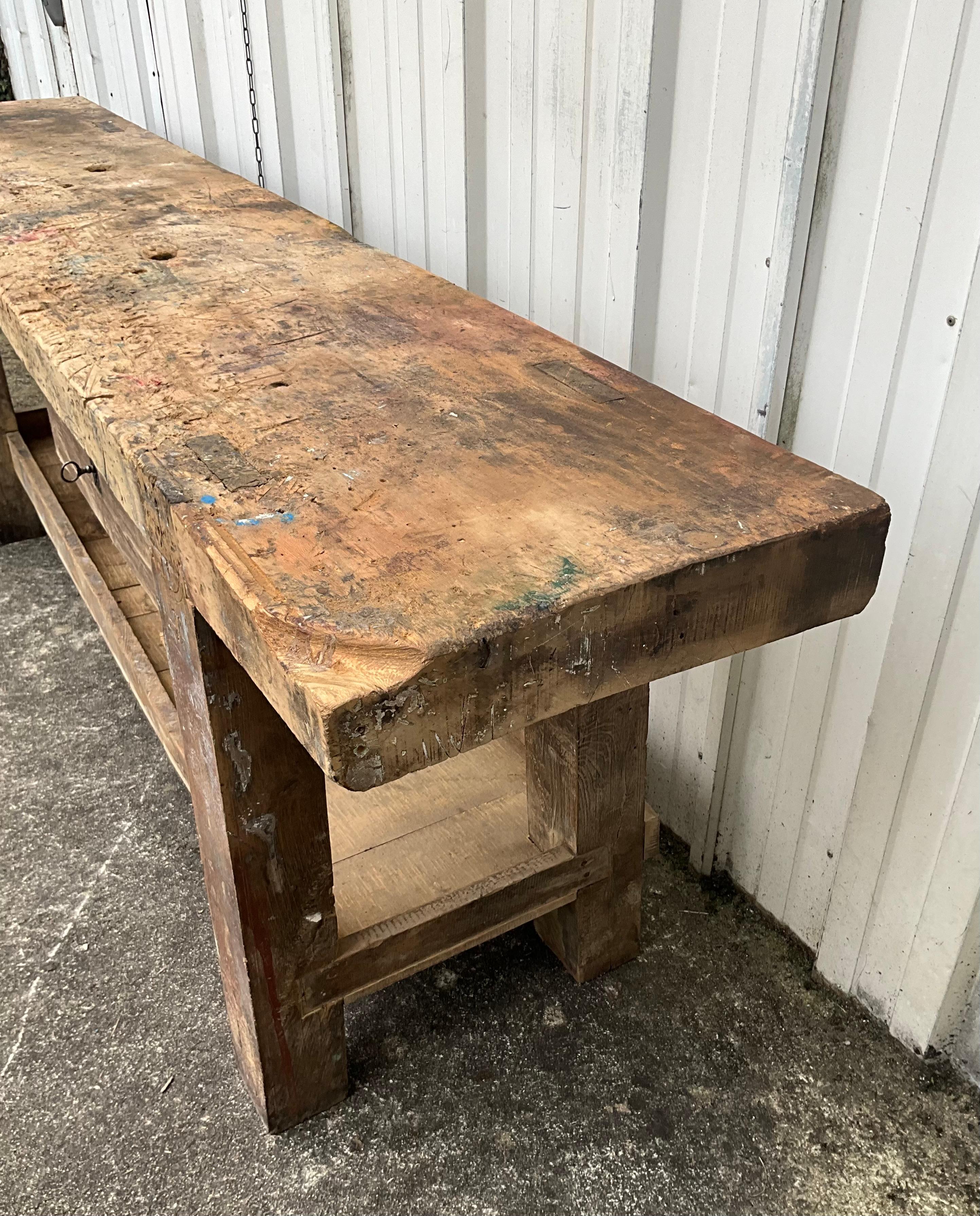 Giant Vintage French Workbench Early 20th Century 4