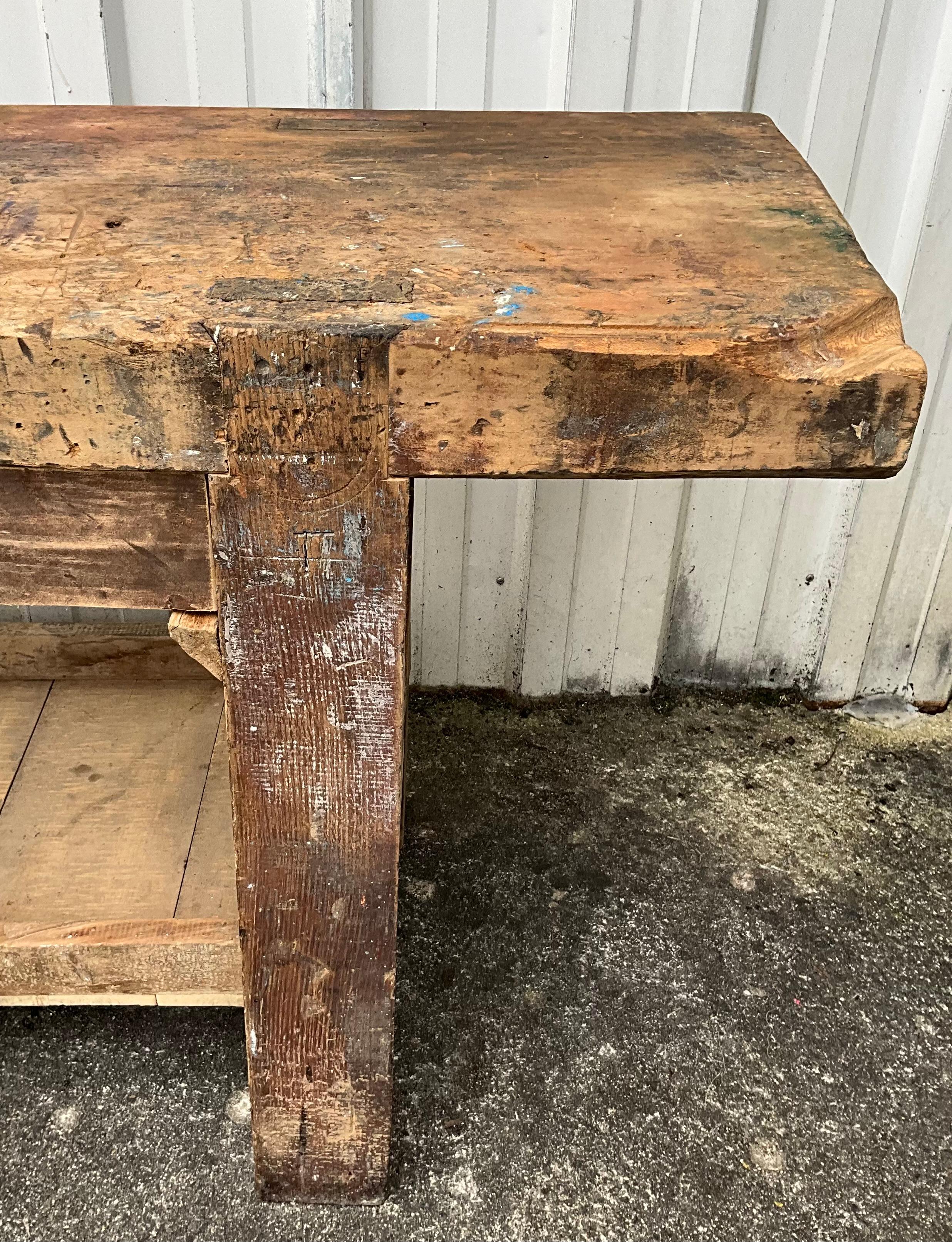 Giant Vintage French Workbench Early 20th Century 5