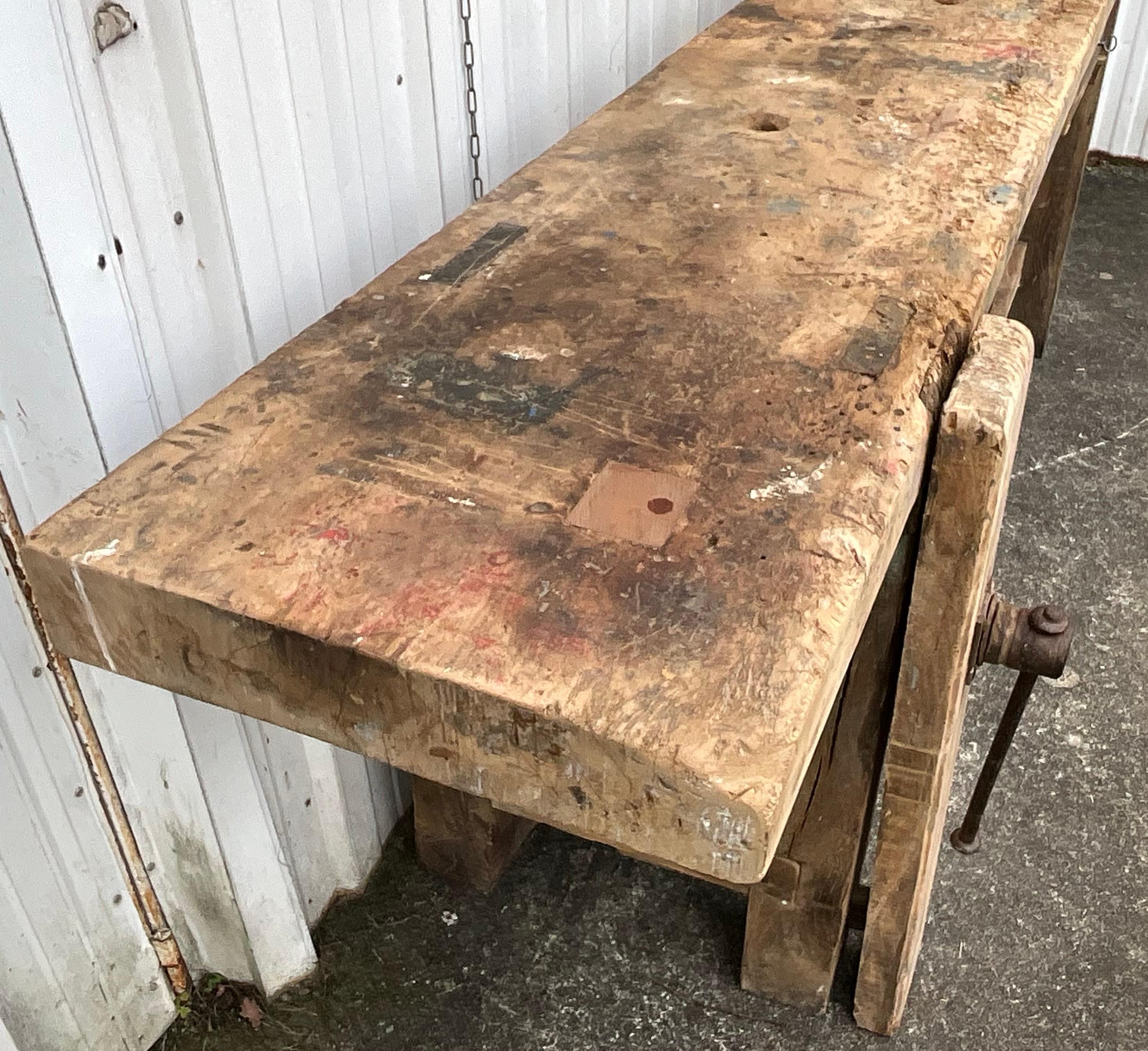 Giant Vintage French Workbench Early 20th Century For Sale 7