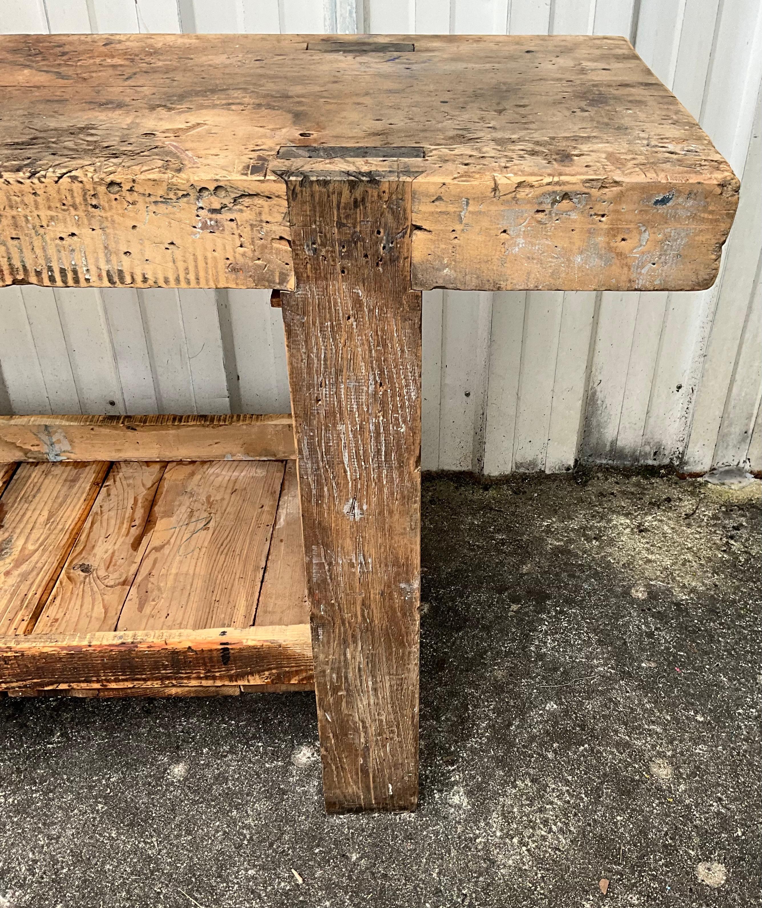 Giant Vintage French Workbench Early 20th Century For Sale 2