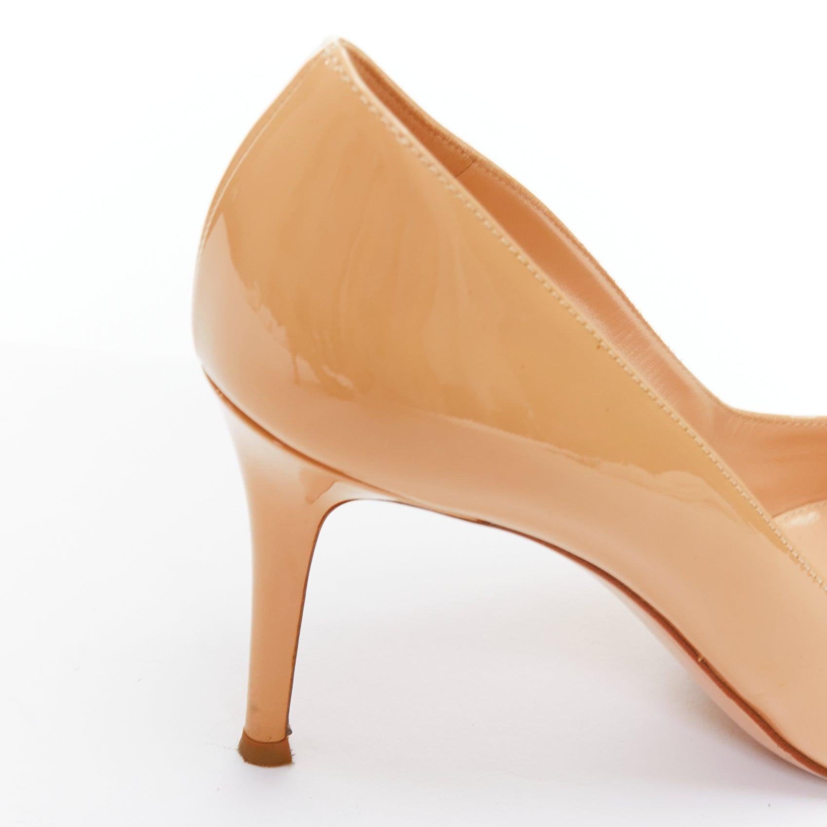 GIANVITO ROSSI 90 nude patent leather pigalle pump heel EU39.5 For Sale 3