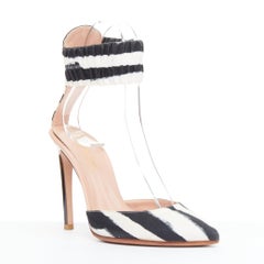 GIANVITO ROSSI ALTUZARRA black cream zebra stripe stripe print pumps EU37