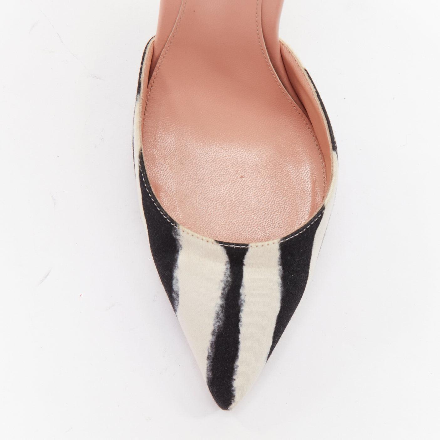 GIANVITO ROSSI ALTUZARRA escarpins noirs crème à rayures zébrées imprimées EU37 en vente 1