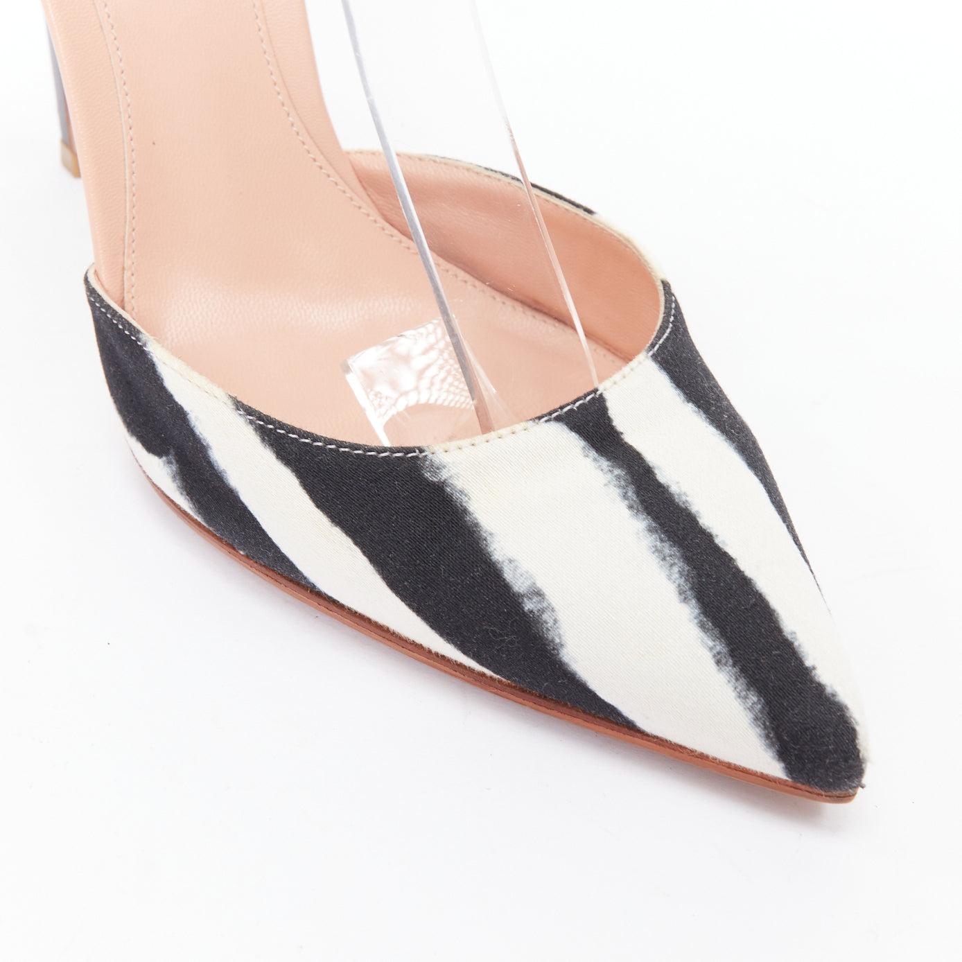 GIANVITO ROSSI ALTUZARRA escarpins noirs crème à rayures zébrées imprimées EU37 en vente 2