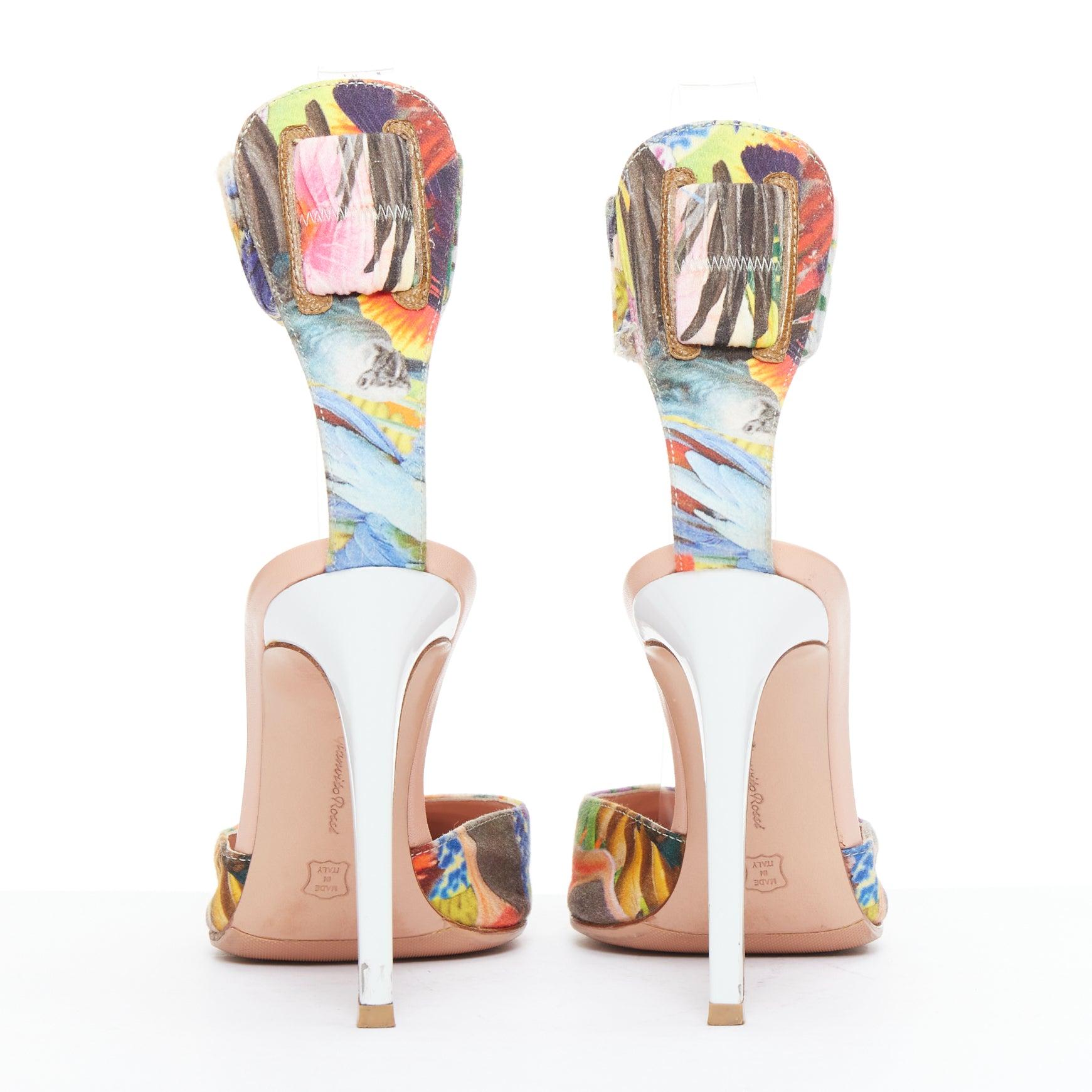 Women's GIANVITO ROSSI ALTUZARRA multicolor floral fabric elastic cuff pumps EU37 For Sale