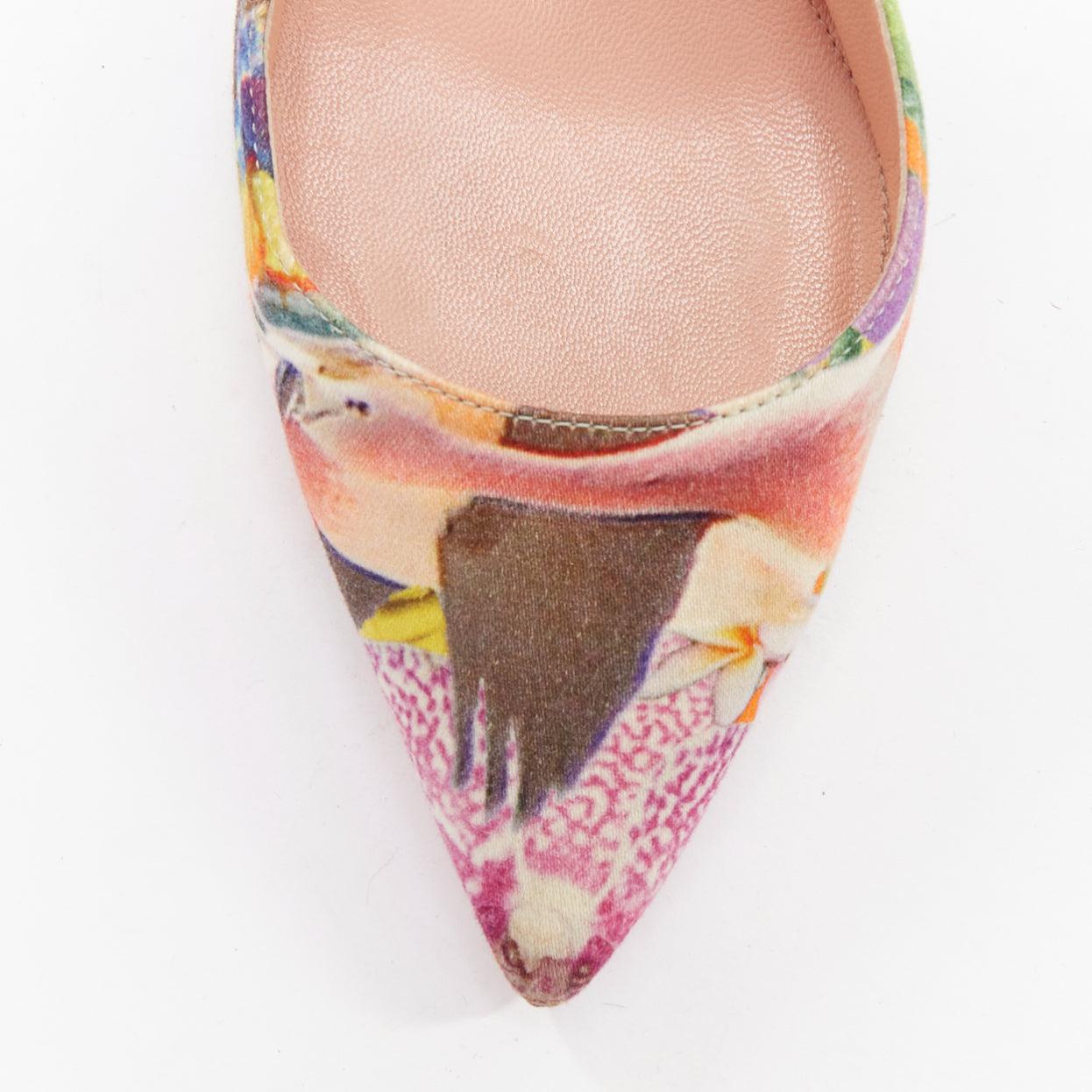 GIANVITO ROSSI ALTUZARRA multicolor floral fabric elastic cuff pumps EU37 For Sale 1