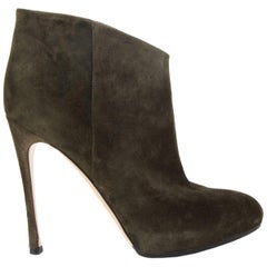 GIANVITO ROSSI Armeegrüne Wildleder STILETTO PLATFORM Stiefeletten Schuhe 38