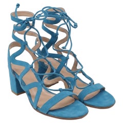 Gianvito Rossi Artemis Wrap Sandals in Blue Suede