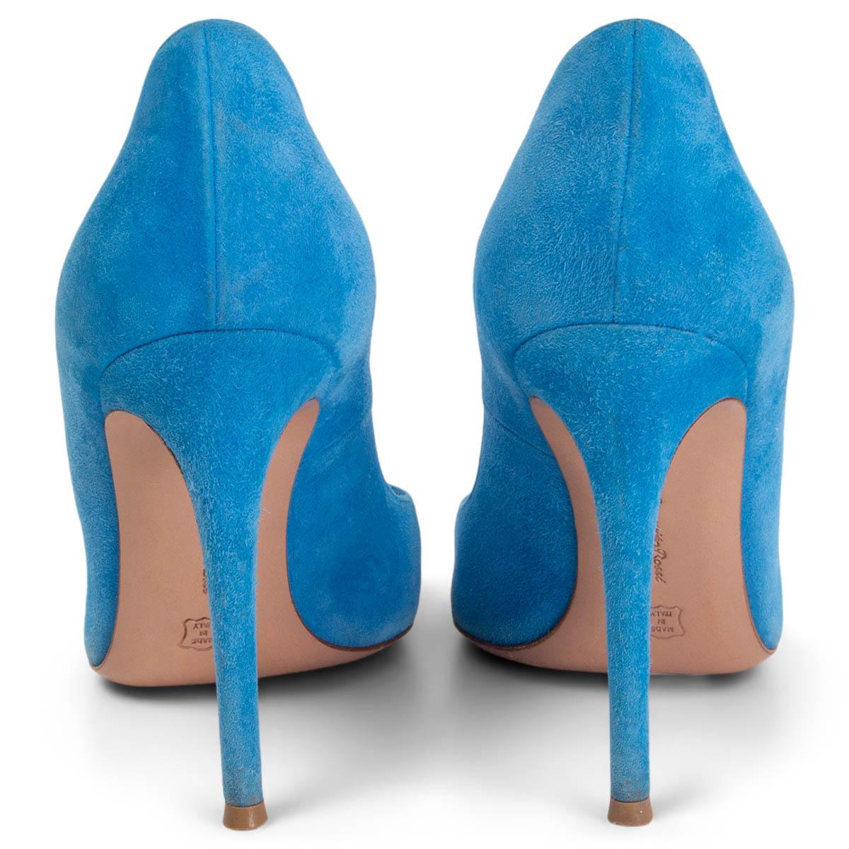 Chaussures à talons GIANTVITO ROSSI 105 en daim bleu azur GIANVITO, taille 38 Excellent état - En vente à Zürich, CH