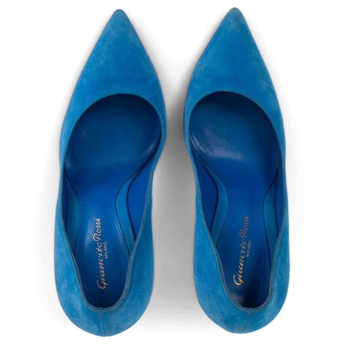 Chaussures à talons GIANTVITO ROSSI 105 en daim bleu azur GIANVITO, taille 38 Pour femmes en vente