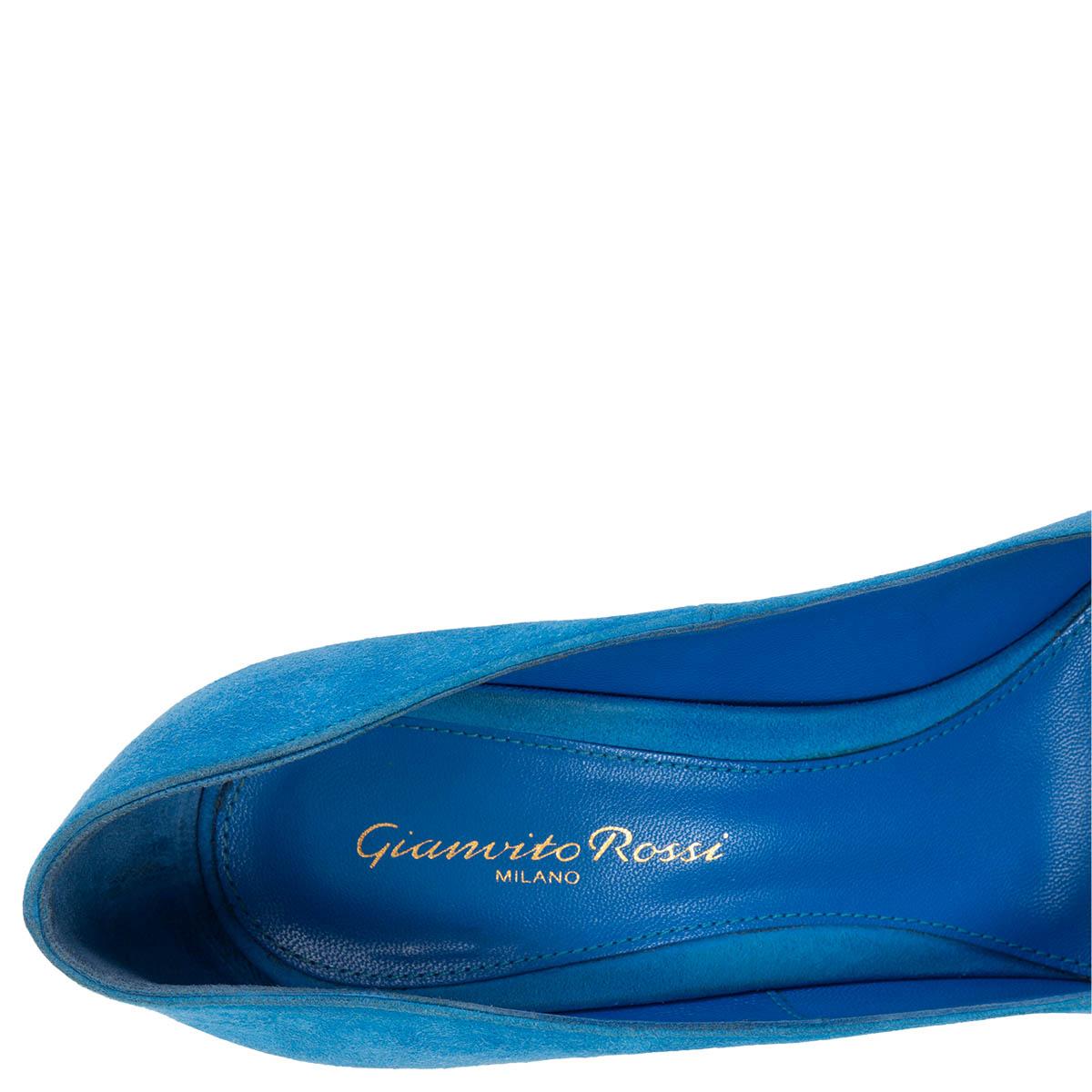 Chaussures à talons GIANTVITO ROSSI 105 en daim bleu azur GIANVITO, taille 38 en vente 1