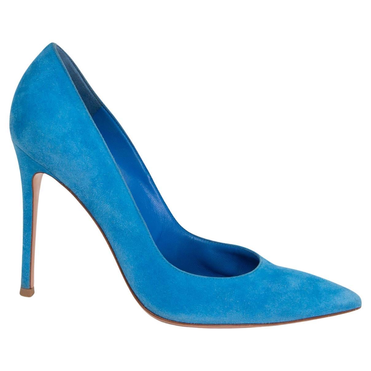 Chaussures à talons GIANTVITO ROSSI 105 en daim bleu azur GIANVITO, taille 38