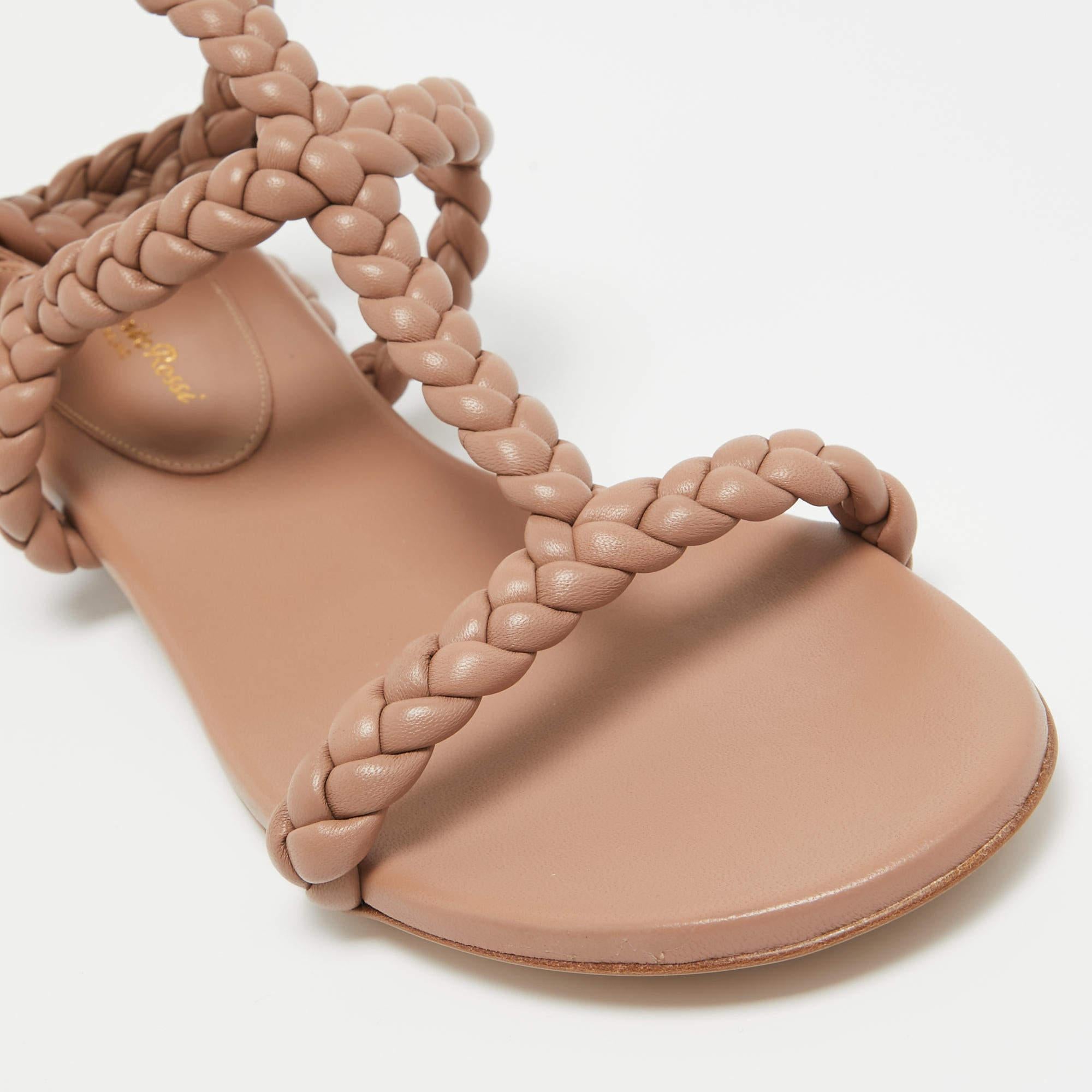 Gianvito Rossi Beige Braided Leather Sorrento Sandals Size 40.5 For Sale 3