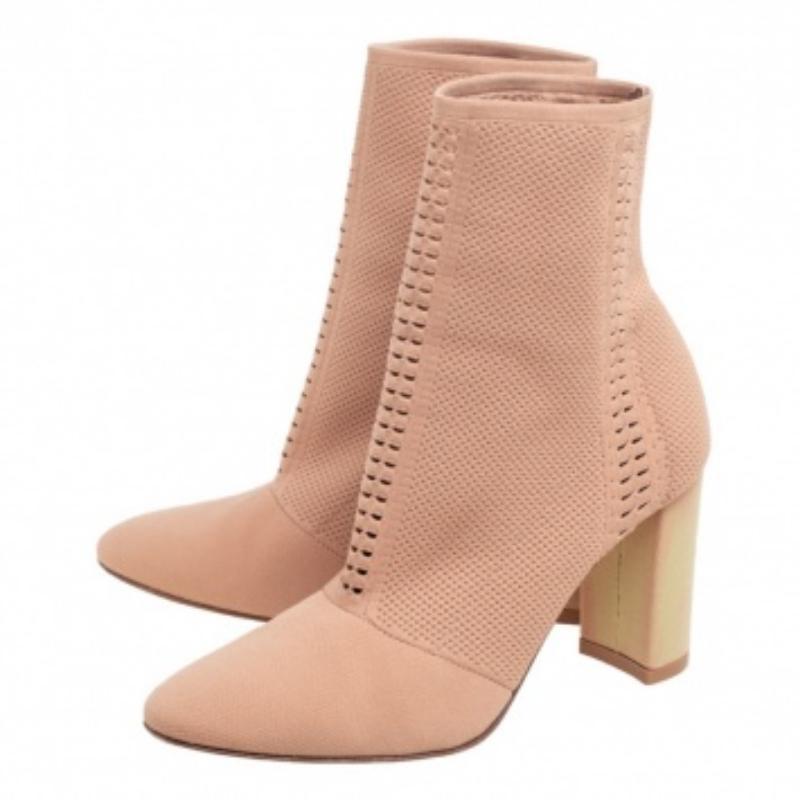 Gianvito Rossi Beige Knit Fabric Bouclé Katie Ankle Boots Size 39 en vente 3