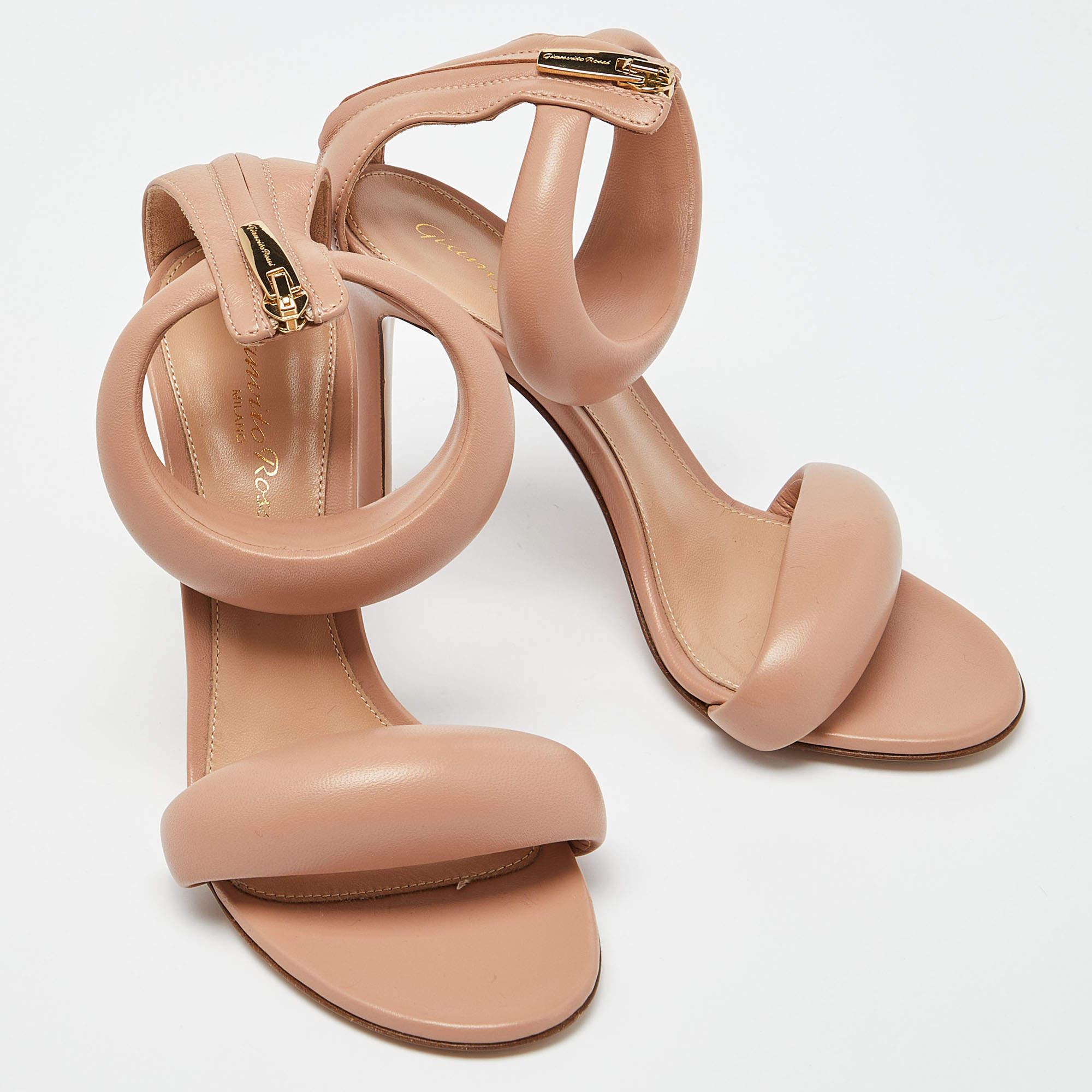 Women's Gianvito Rossi Beige Leather Bijoux Sandals Size 35