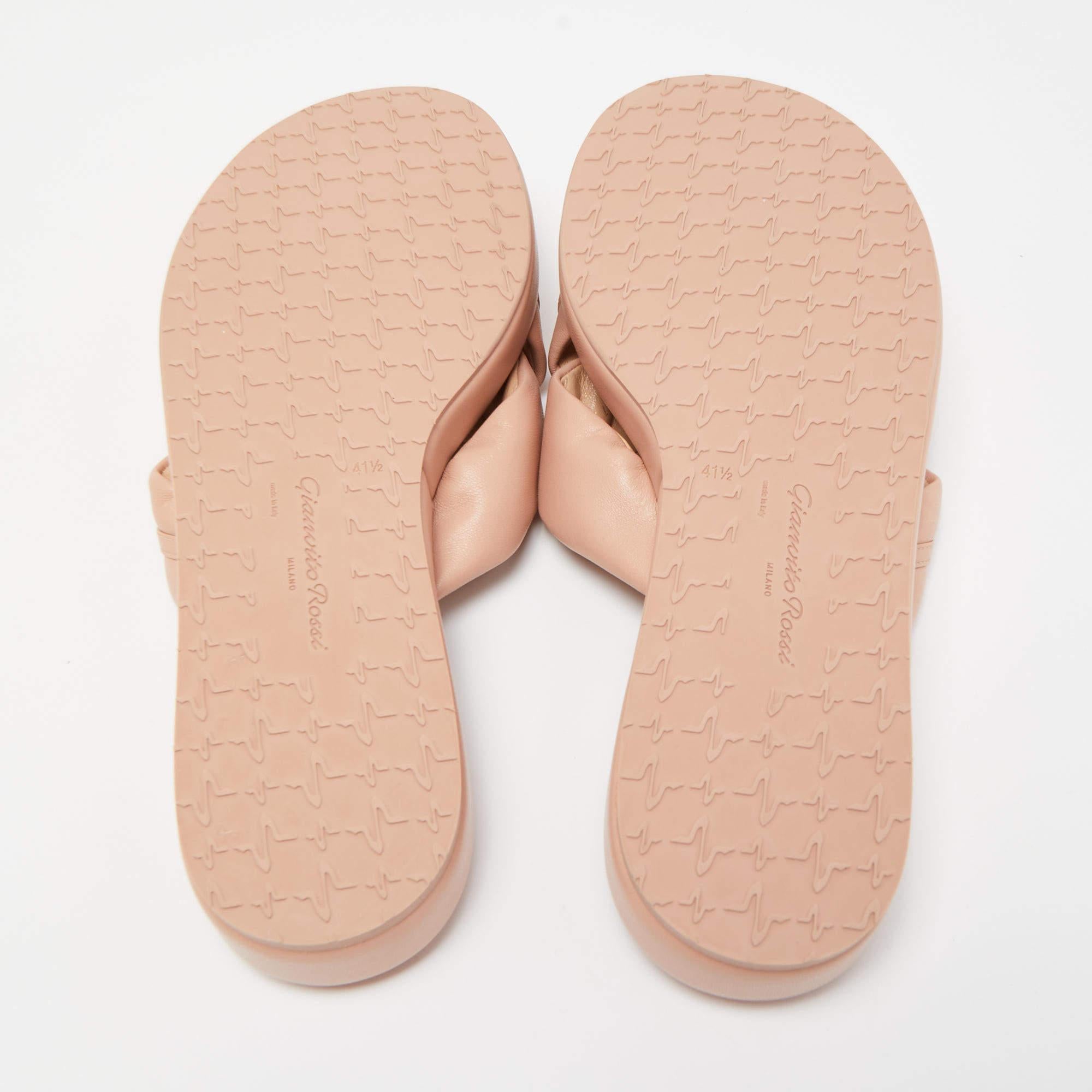 Gianvito Rossi Beige Leather Flatofrm Slide Sandals Size 41.5 3