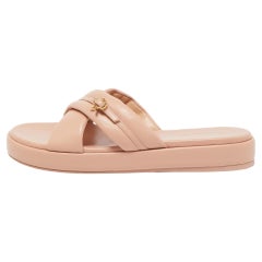 Gianvito Rossi Sandales Slide en cuir beige Taille 41.5