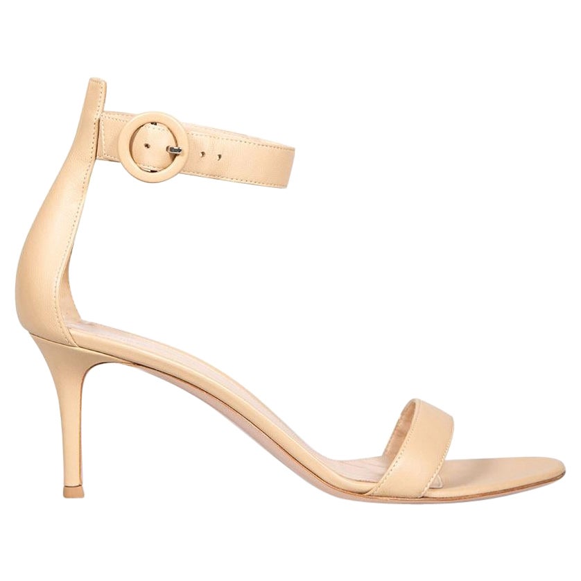 Gianvito Rossi Beige Leather Portofino 70 Sandals Size IT 41