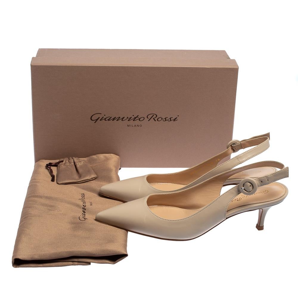 Gianvito Rossi Beige Leather Slingback Pointed Toe Pumps Size 36 1