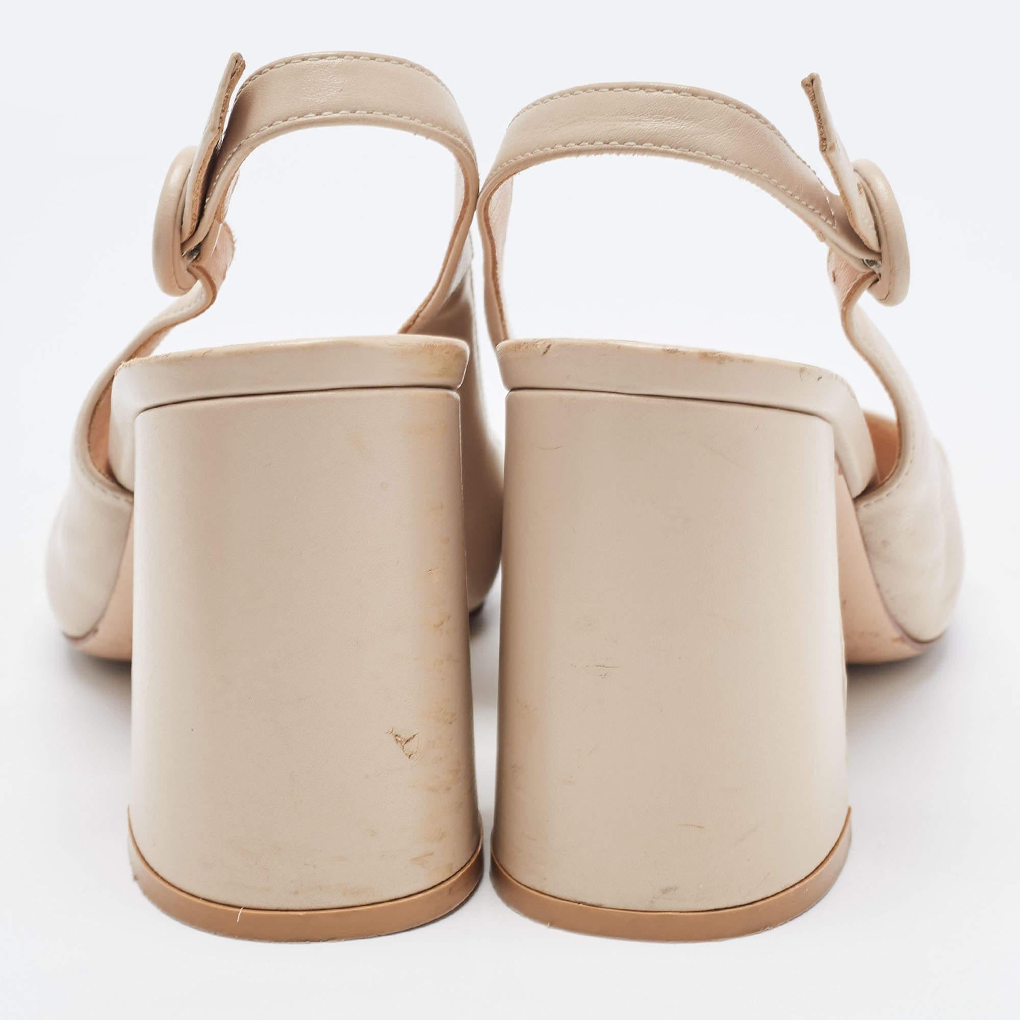 Gianvito Rossi Beige Leather Slingback Pumps Size 36.5 For Sale 1