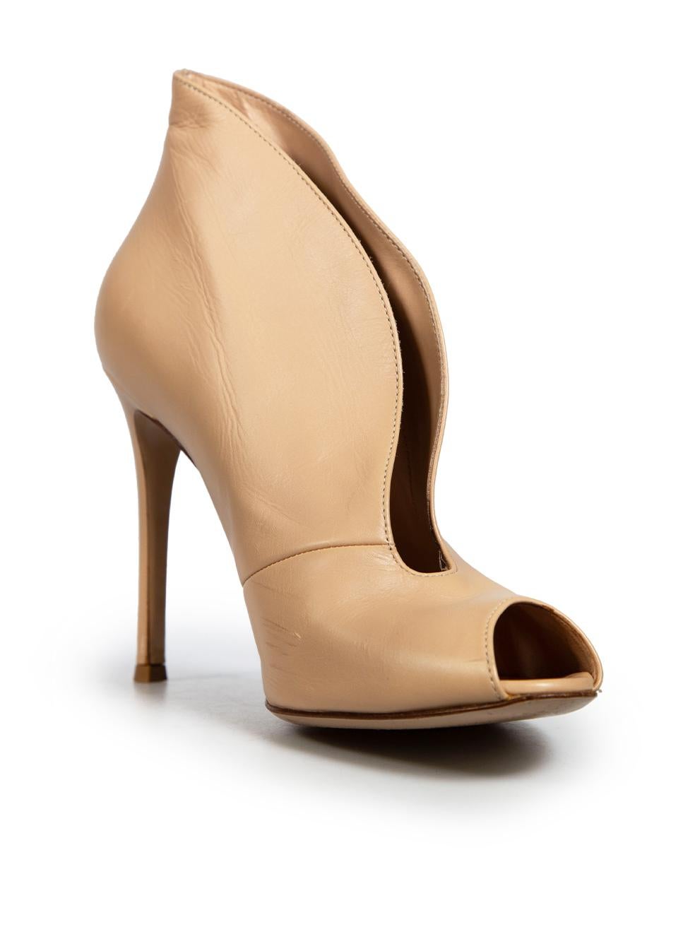 CONDITION is Good. General wear to the heels is evident. Moderate signs of wear to the leather on both shoes with abrasions and general creasing across the vamps, left and right sides of each shoe and the heels. Discolouration to the right shoe top
