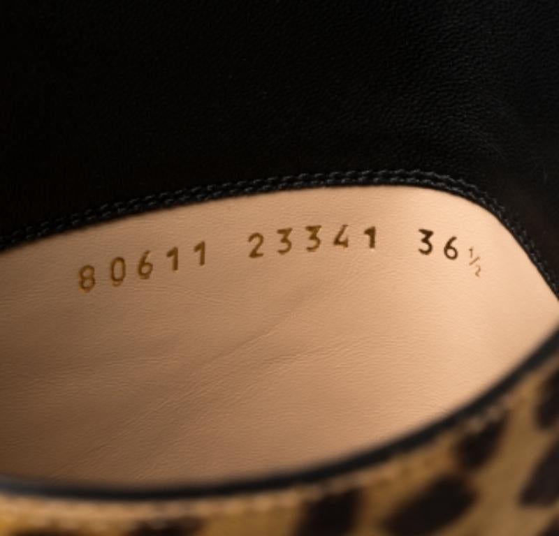 Gianvito Rossi Beige Leopard Print Calfhair Hunter Boots Size 36.5 For Sale 3
