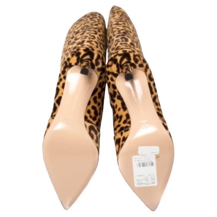 Gianvito Rossi Beige Leopard Print Calfhair Hunter Boots Size 36.5 For Sale 4