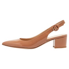 Gianvito Rossi Beige Patent Leather Amee Pumps Size 37
